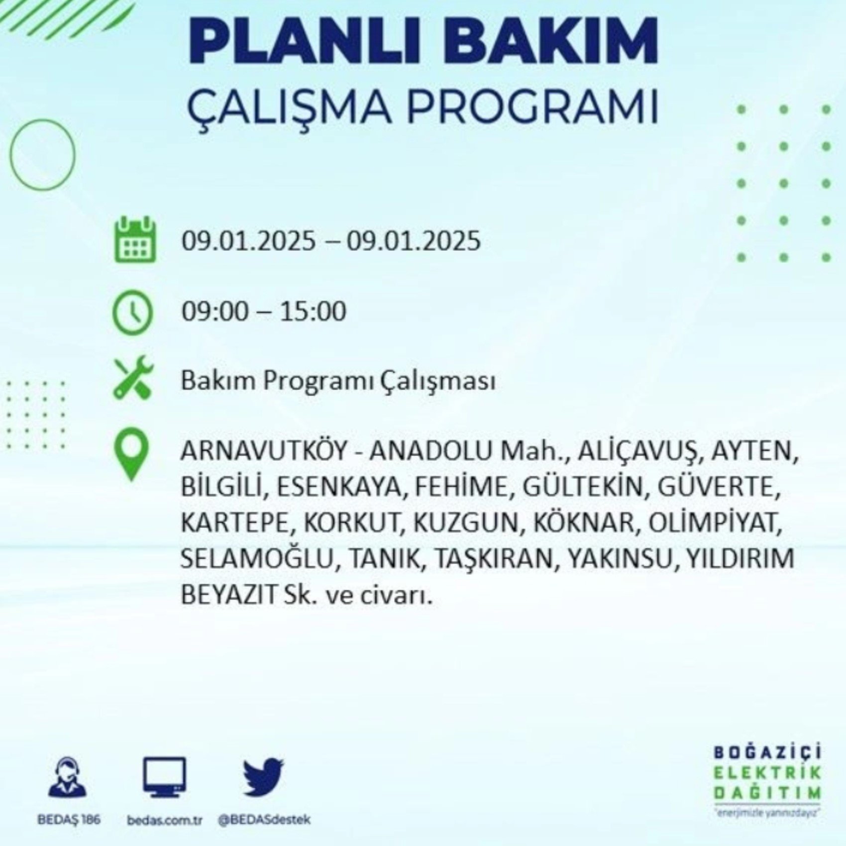 BEDAŞ açıkladı... İstanbul'da elektrik kesintisi: 9 Ocak'ta hangi mahalleler etkilenecek?