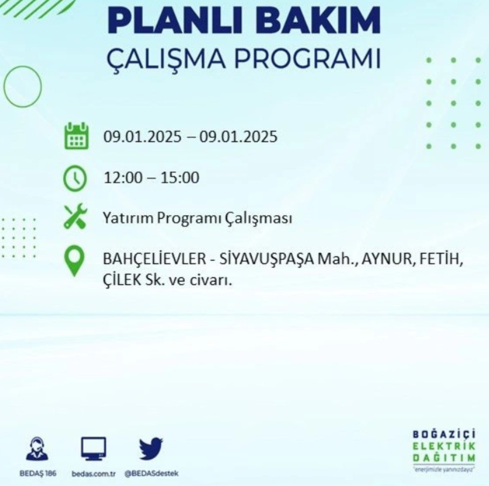 BEDAŞ açıkladı... İstanbul'da elektrik kesintisi: 9 Ocak'ta hangi mahalleler etkilenecek?