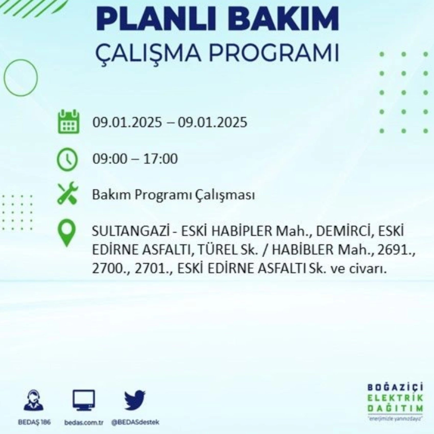 BEDAŞ açıkladı... İstanbul'da elektrik kesintisi: 9 Ocak'ta hangi mahalleler etkilenecek?