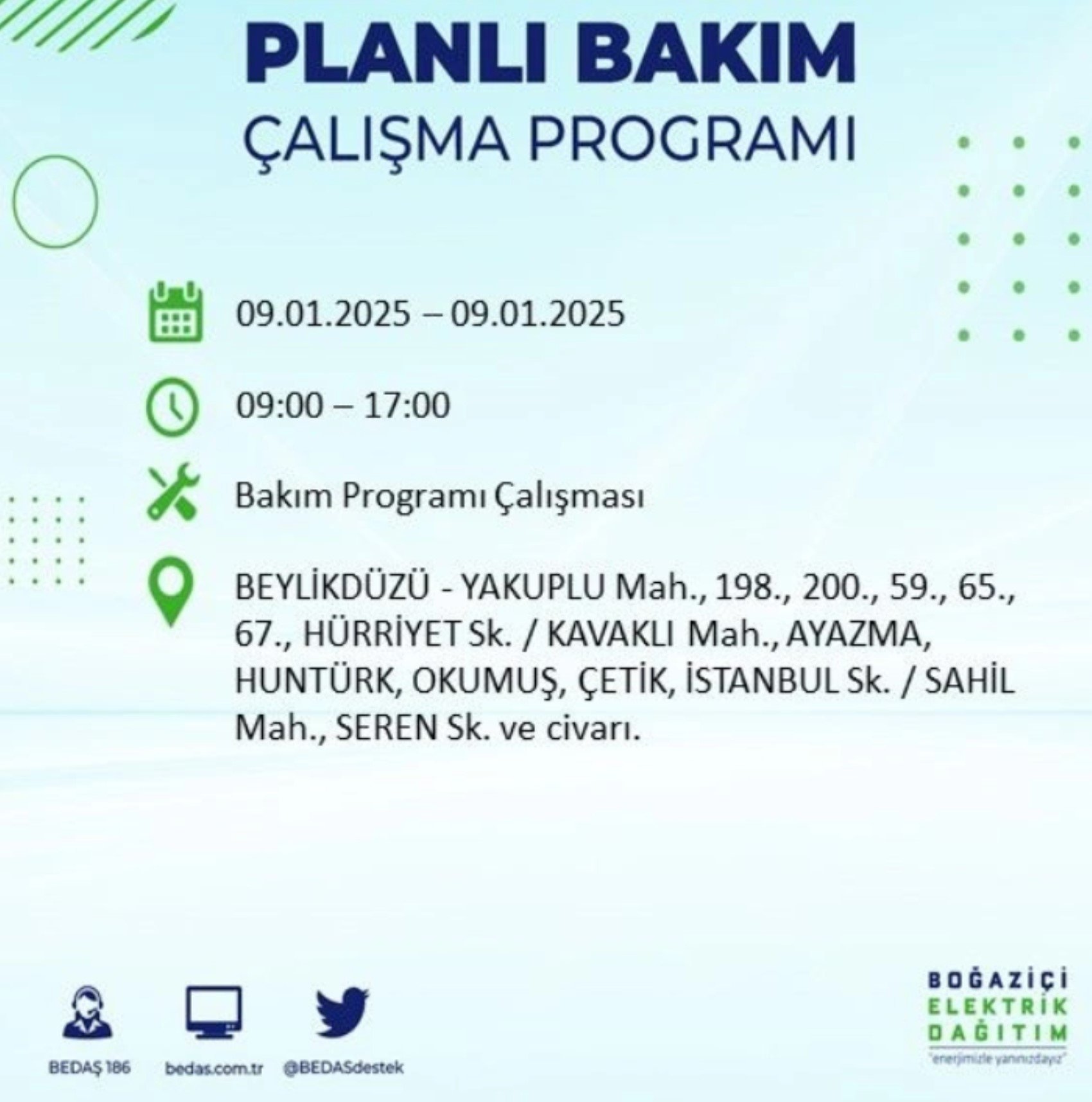 BEDAŞ açıkladı... İstanbul'da elektrik kesintisi: 9 Ocak'ta hangi mahalleler etkilenecek?