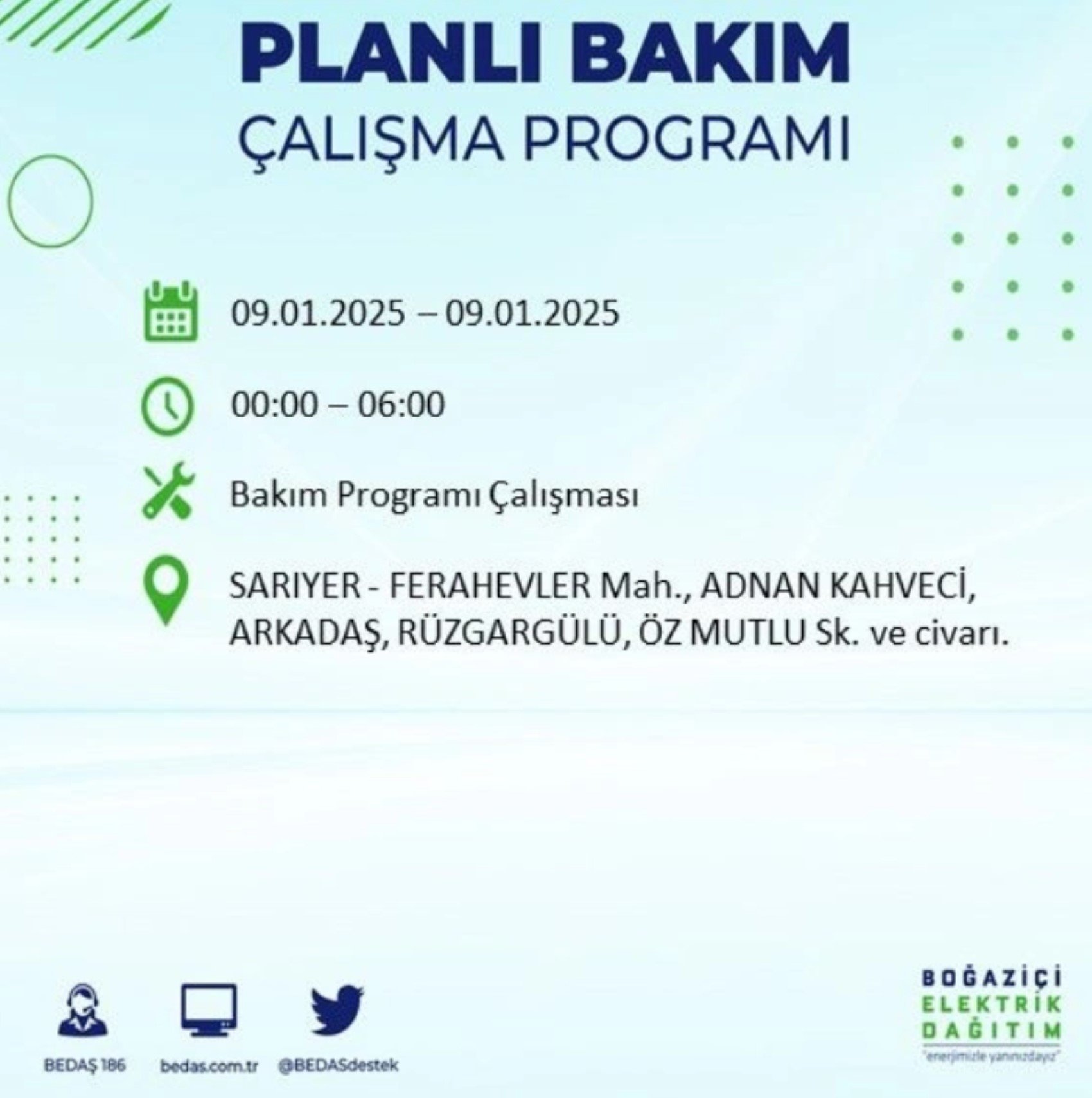 BEDAŞ açıkladı... İstanbul'da elektrik kesintisi: 9 Ocak'ta hangi mahalleler etkilenecek?