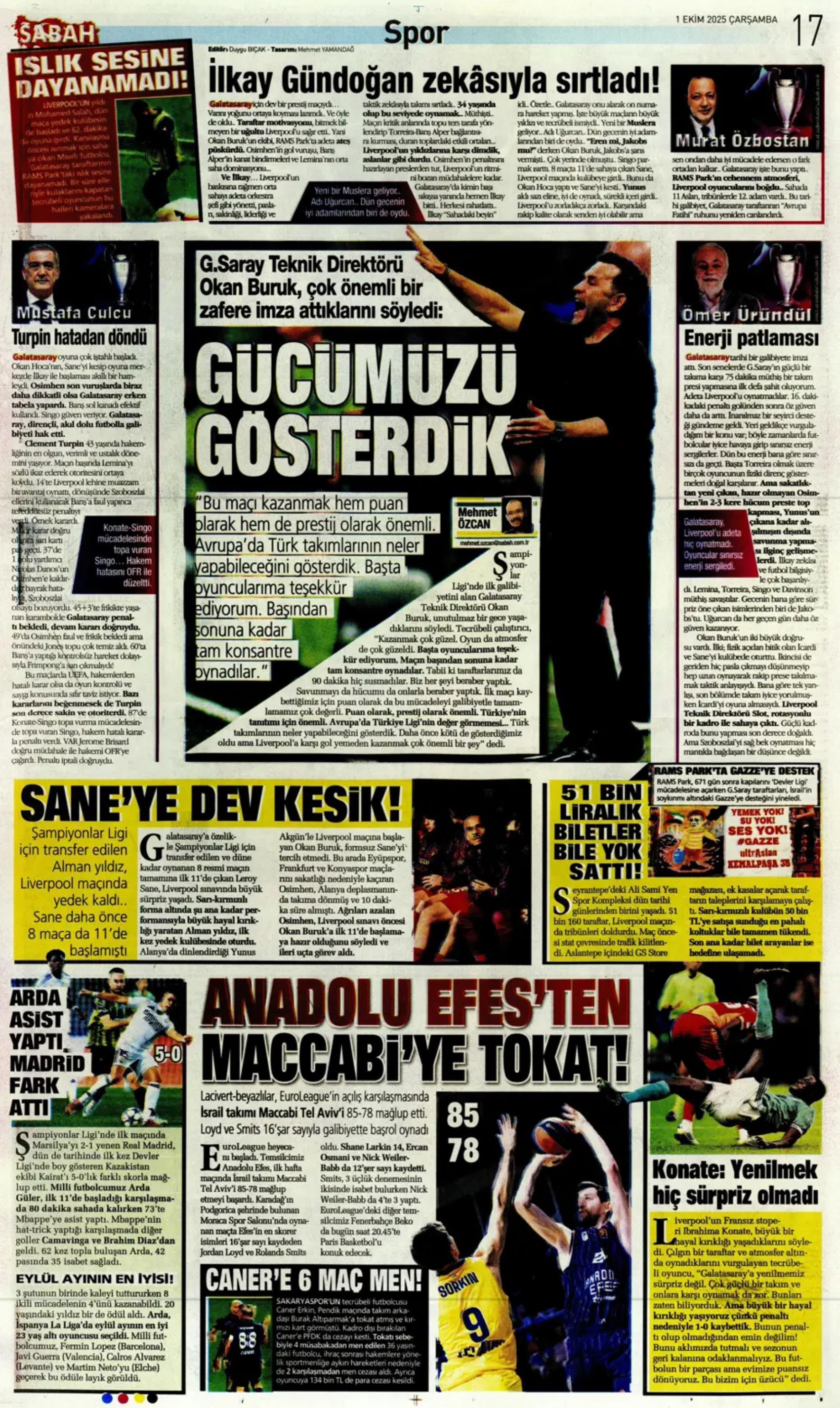 Gazeteler, Galatasaray'ın Liverpool zaferini nasıl gördü? 'Ali Sami Yen cehennemi'