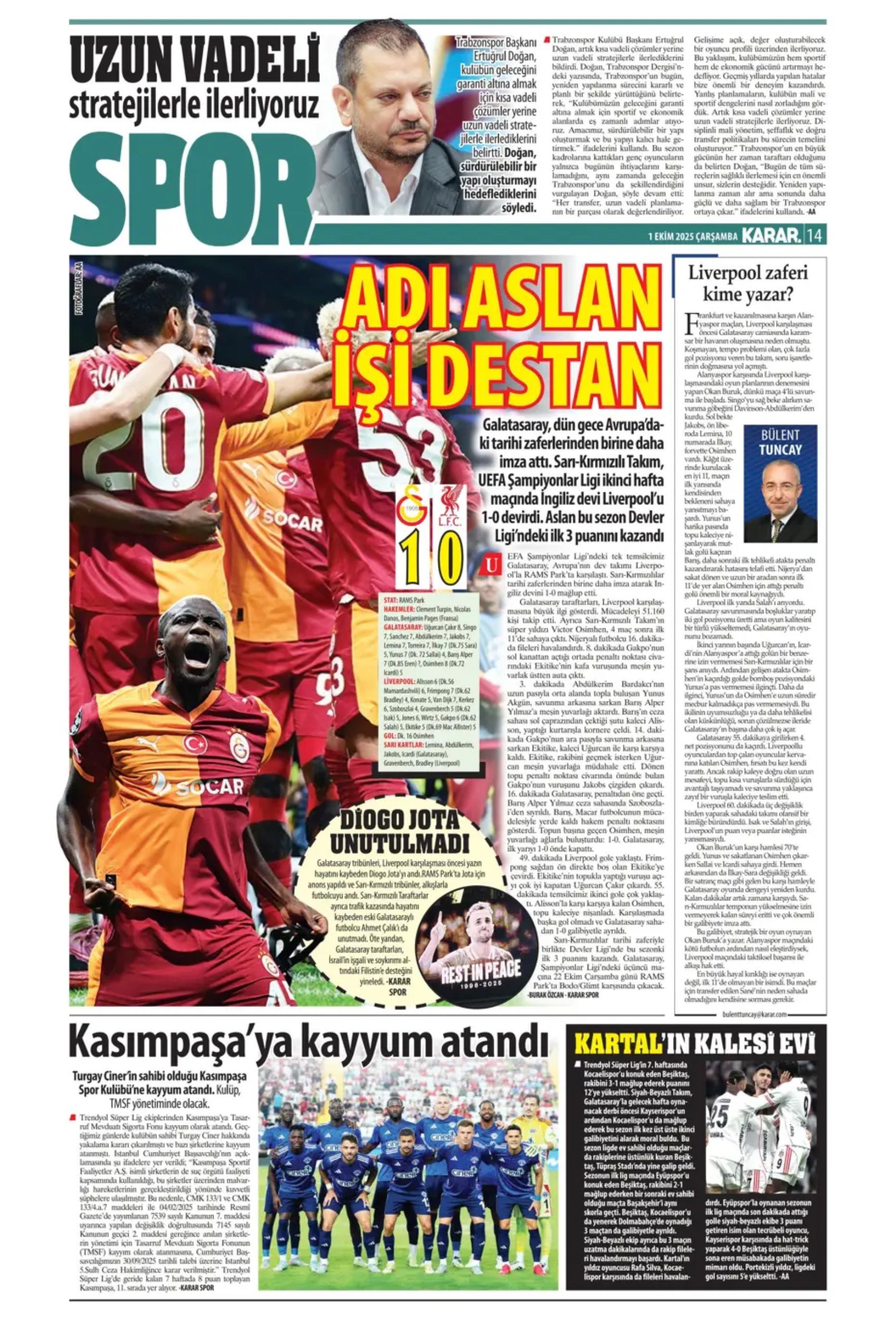 Gazeteler, Galatasaray'ın Liverpool zaferini nasıl gördü? 'Ali Sami Yen cehennemi'
