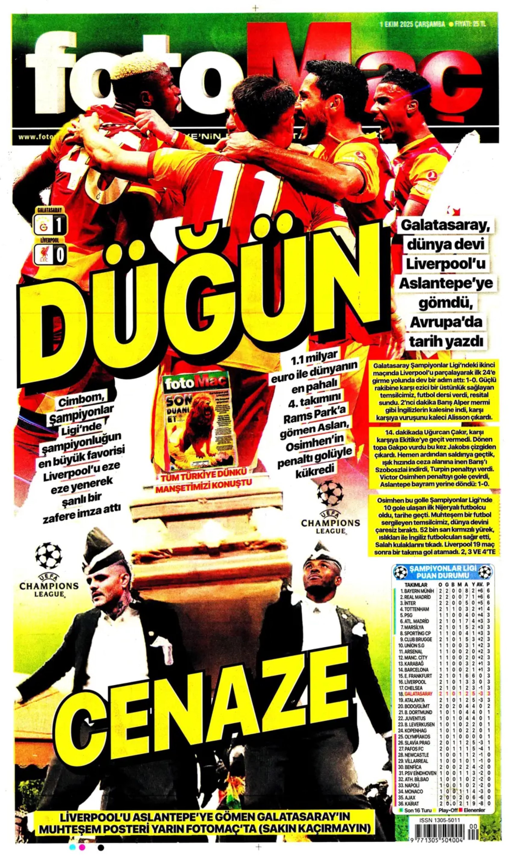 Gazeteler, Galatasaray'ın Liverpool zaferini nasıl gördü? 'Ali Sami Yen cehennemi'