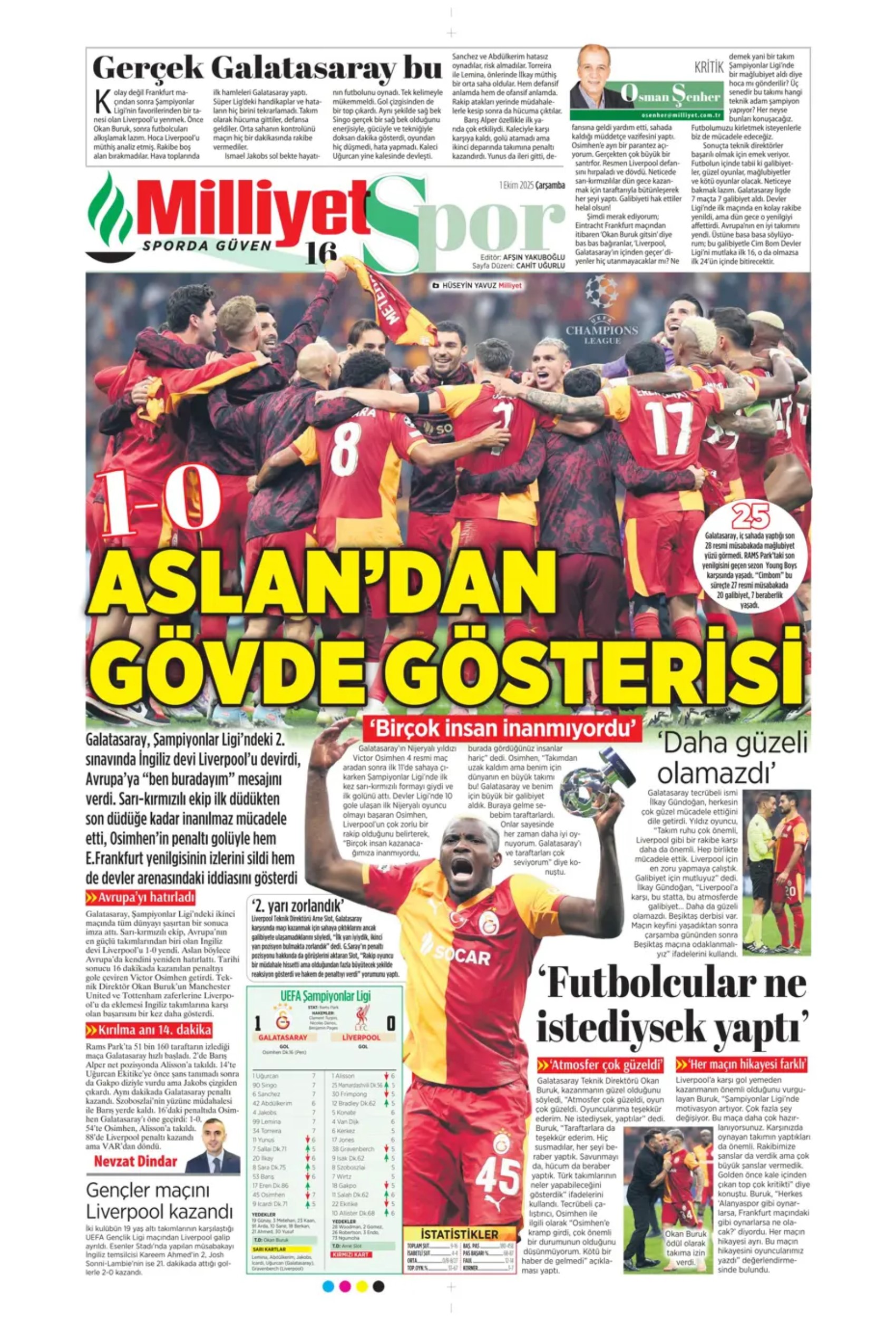 Gazeteler, Galatasaray'ın Liverpool zaferini nasıl gördü? 'Ali Sami Yen cehennemi'