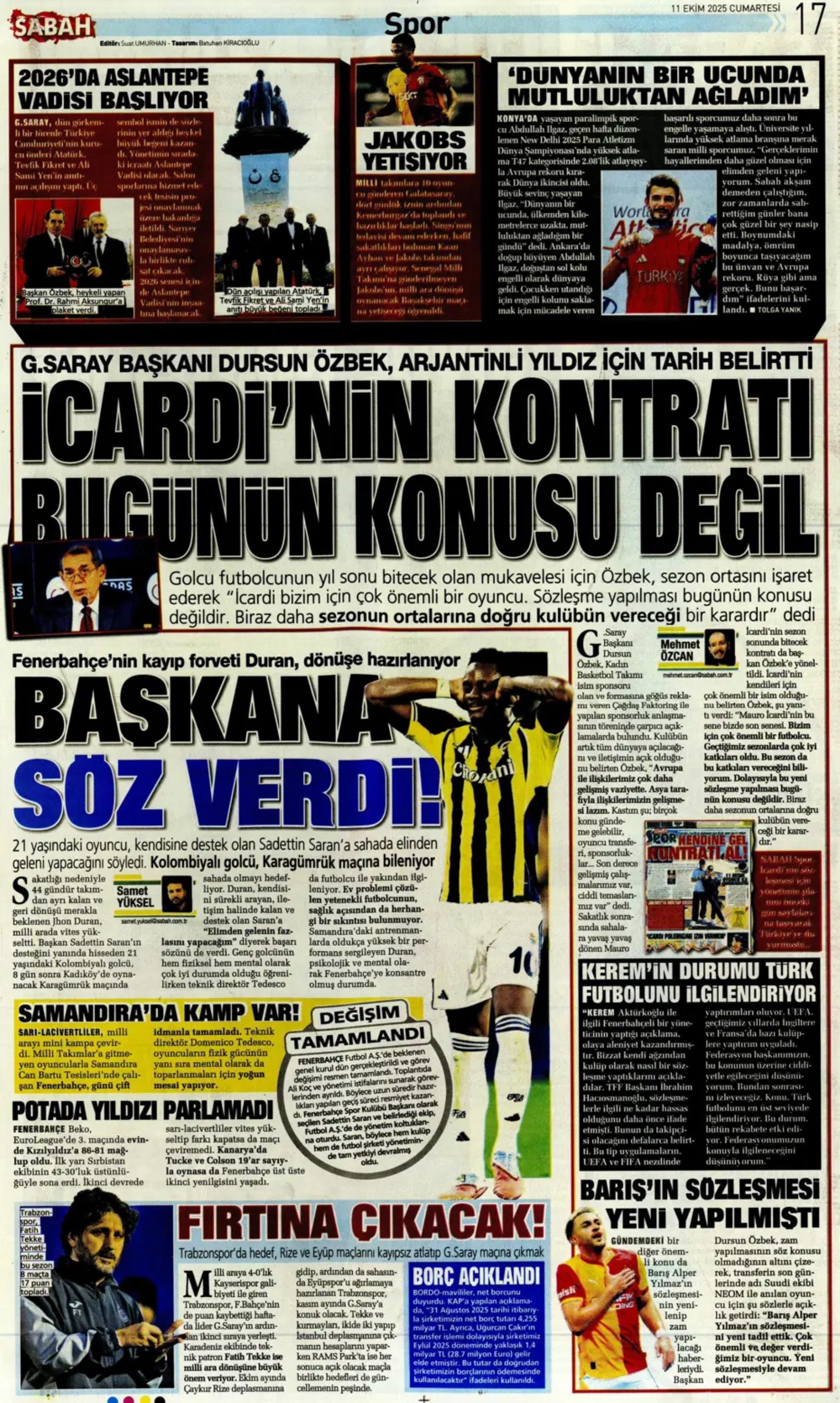 Sporda günün manşetleri... Sergen Yalçın'ın transferde sıradaki hedefi belli oldu: Milli futbolcuyla temasa geçildi