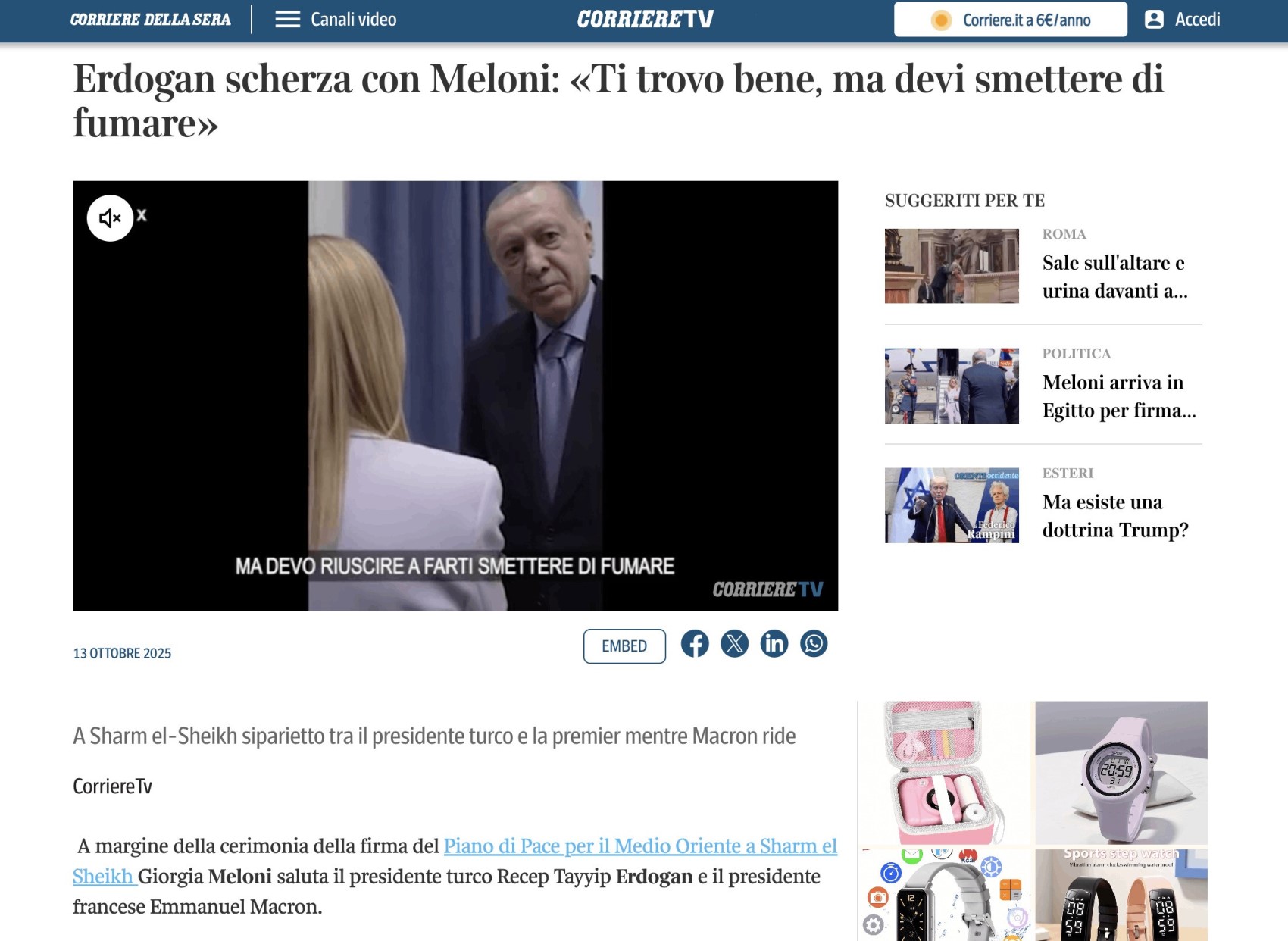 Cumhurbaşkanı Erdoğan'ın İtalya Başbakanı Meloni'ye sigara uyarısı İtalya basınında: Macron ilgiyle takip etti