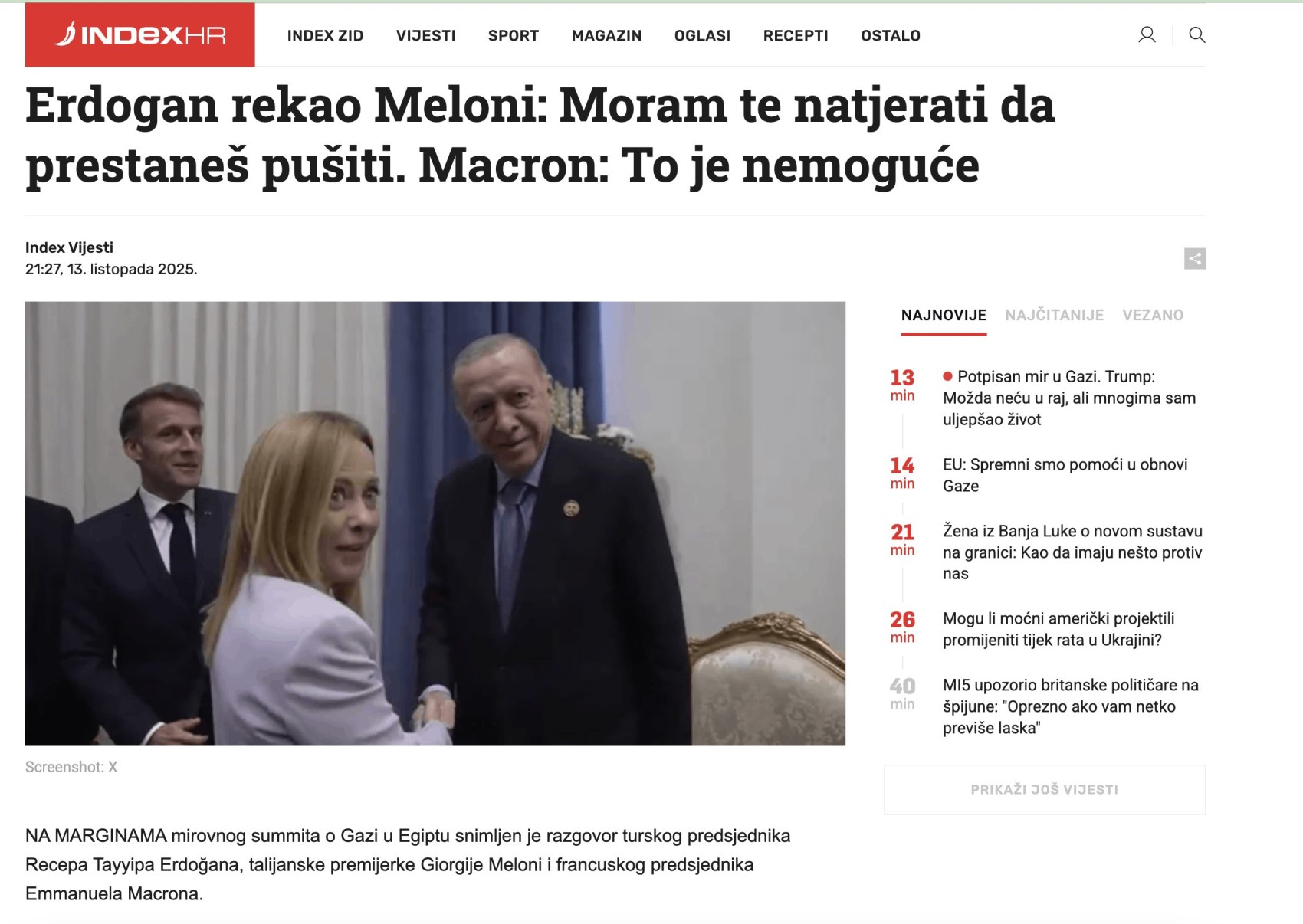 Cumhurbaşkanı Erdoğan'ın İtalya Başbakanı Meloni'ye sigara uyarısı İtalya basınında: Macron ilgiyle takip etti