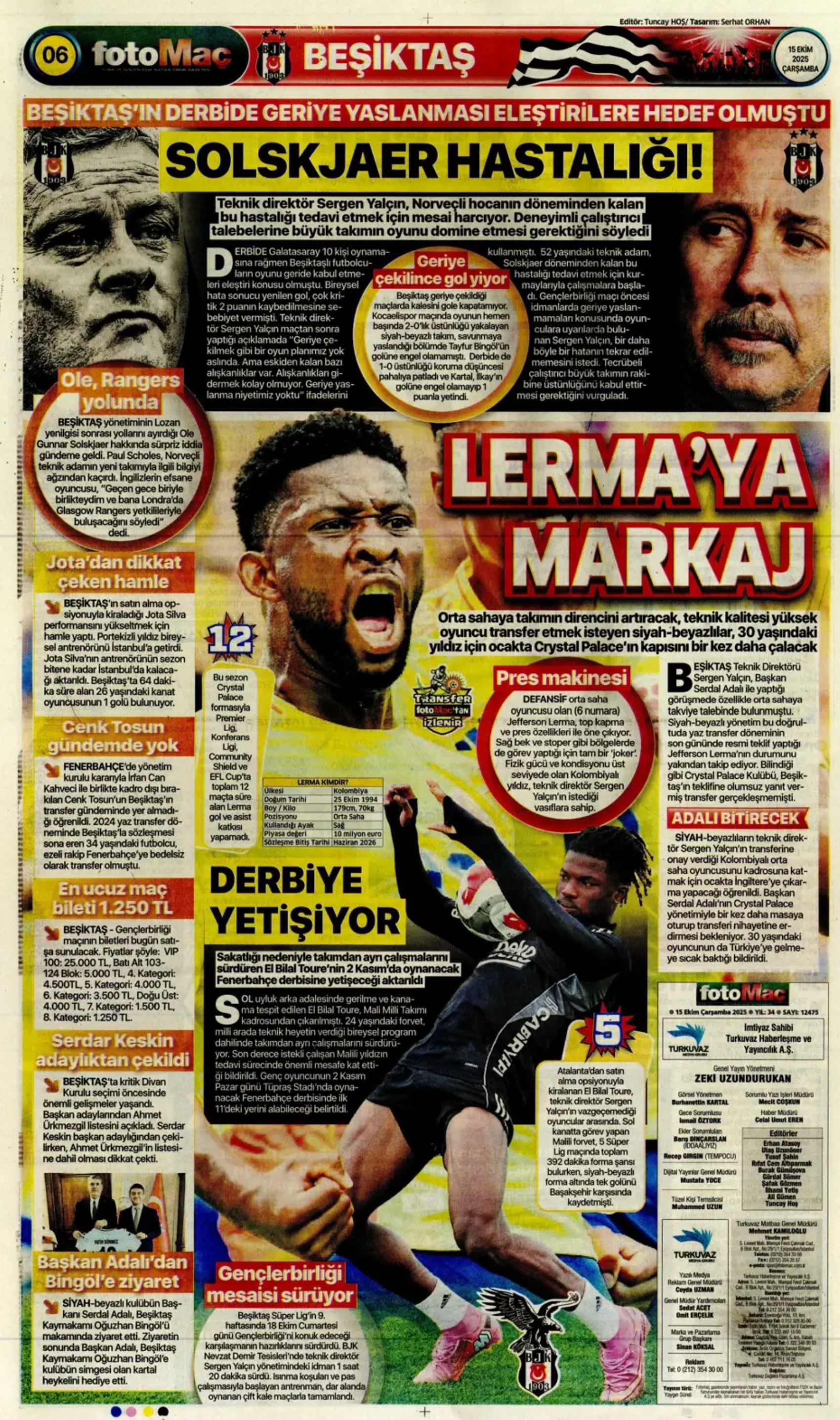 Sporda günün manşetleri... Fenerbahçe'de gözler Sadettin Saran'da