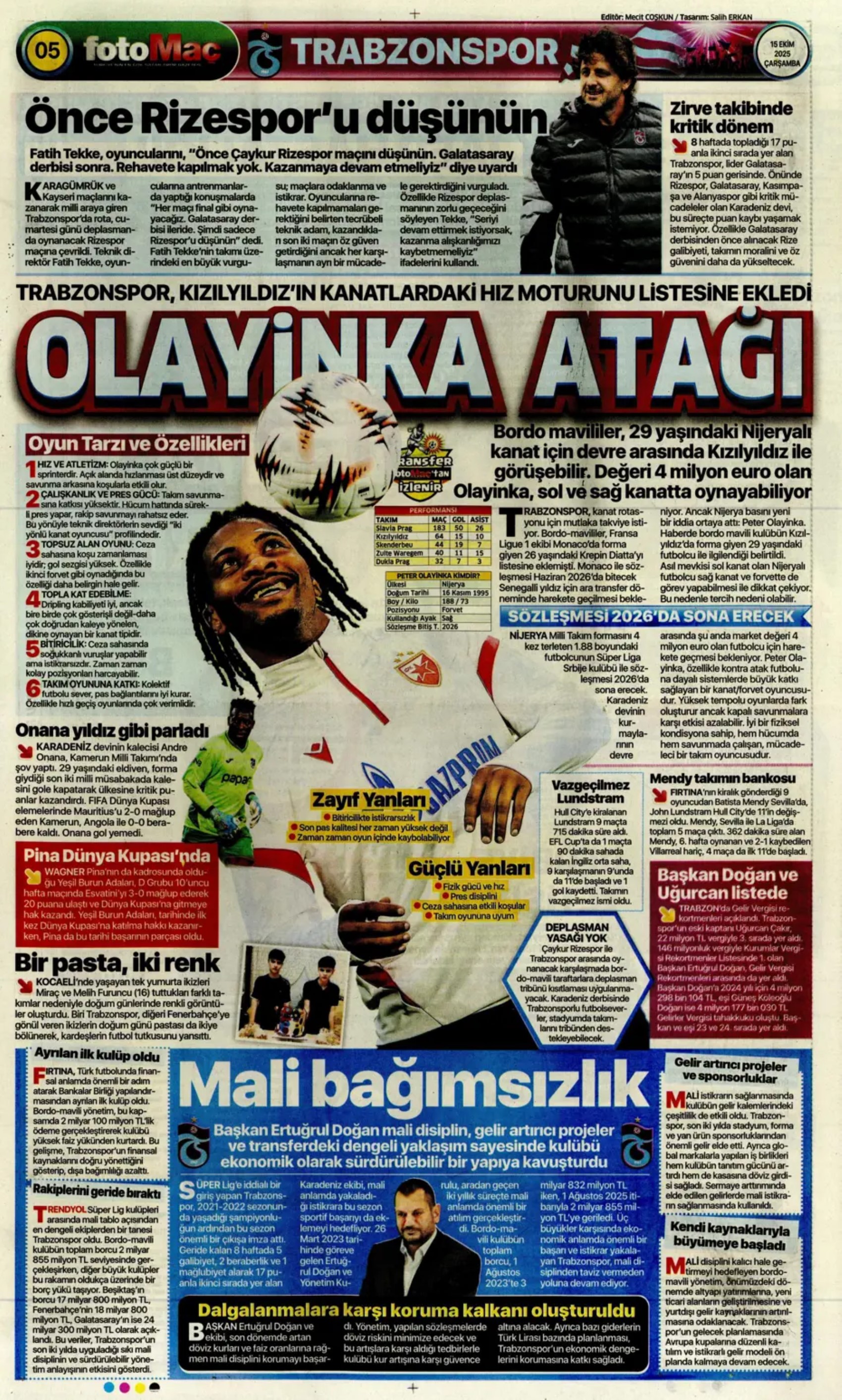 Sporda günün manşetleri... Fenerbahçe'de gözler Sadettin Saran'da