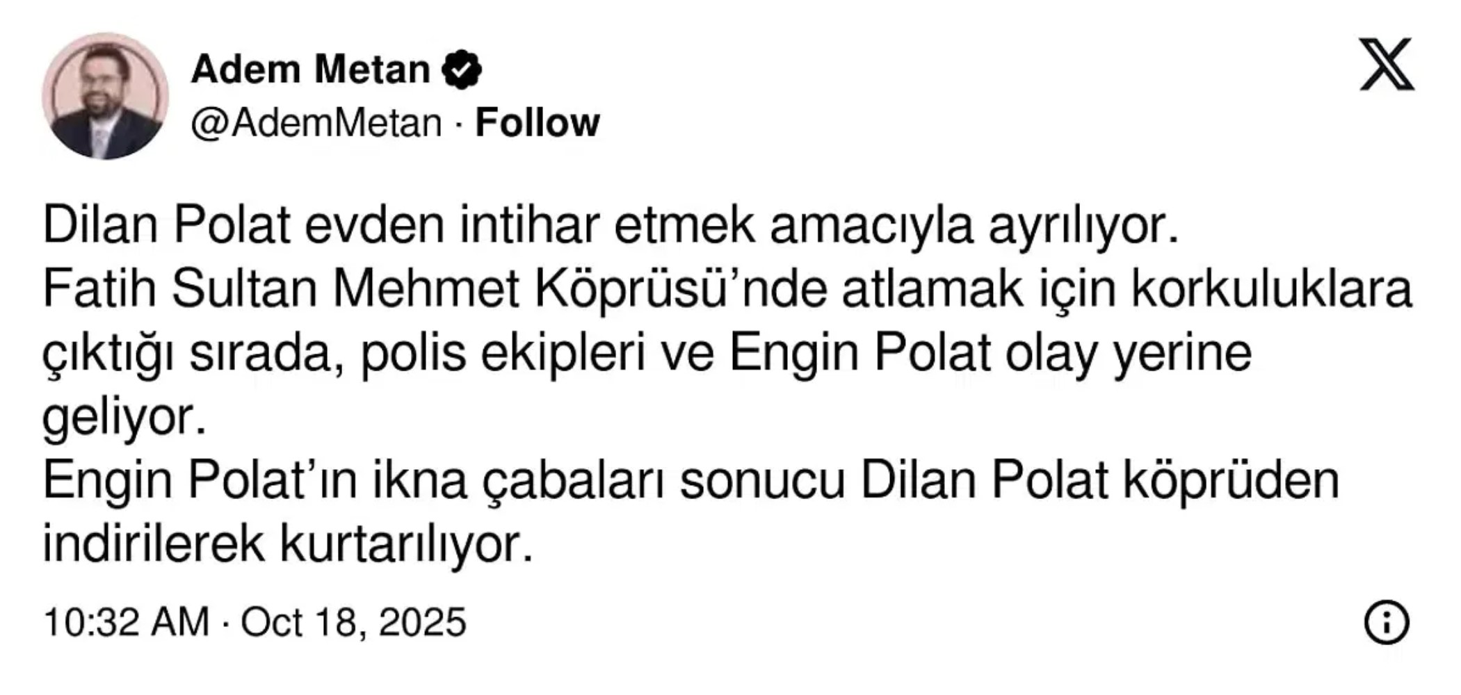 Uyuşturucu testi pozitif çıkan Dilan Polat hakkında intihar iddiası! Veda paylaşımı yapıp FSM Köprüsü'ne gitmiş...