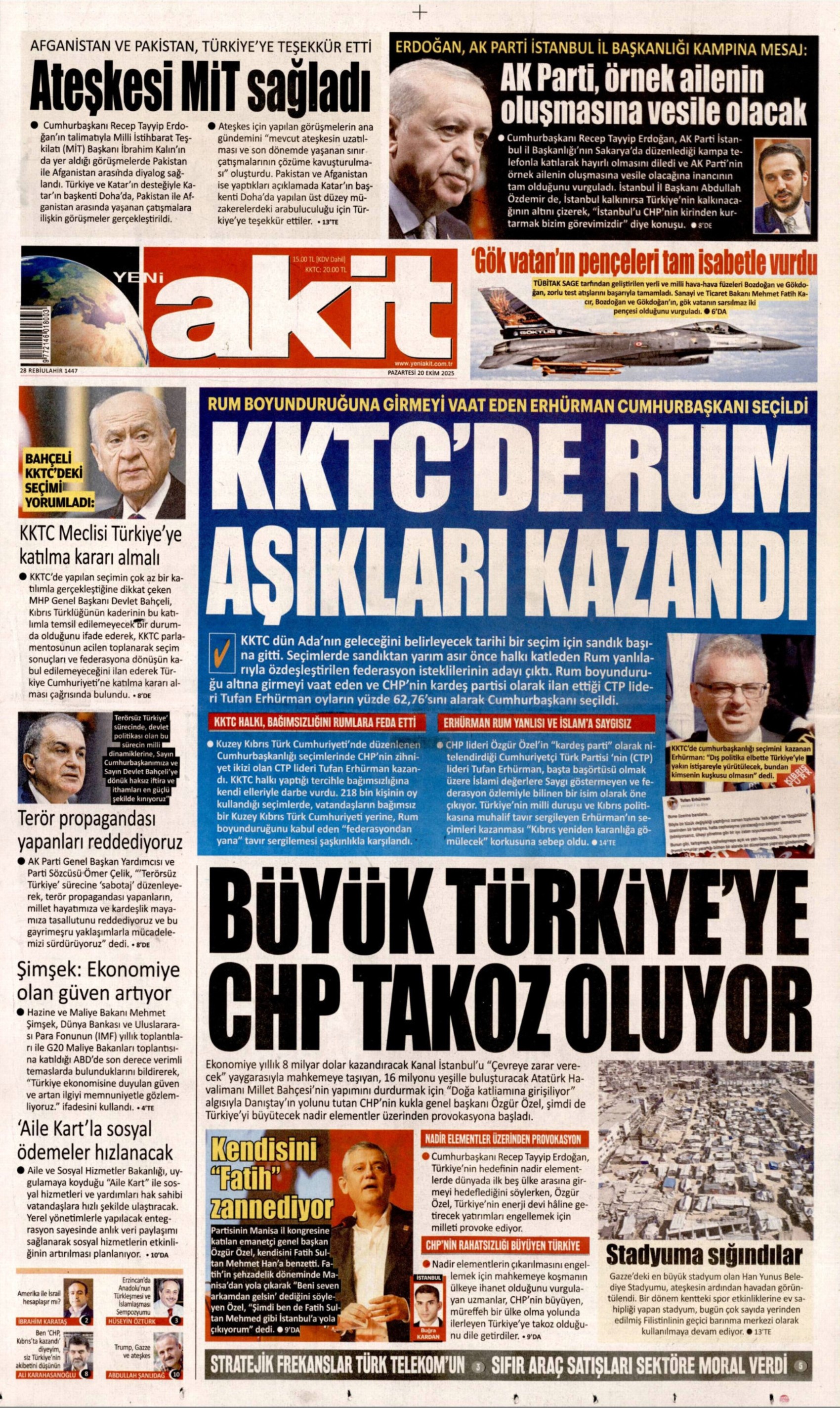 Tufan Erhürman kazandı: Gazeteler KKTC seçimlerinin sonucunu nasıl gördü? (20 Ekim 2025 gazete manşetleri)