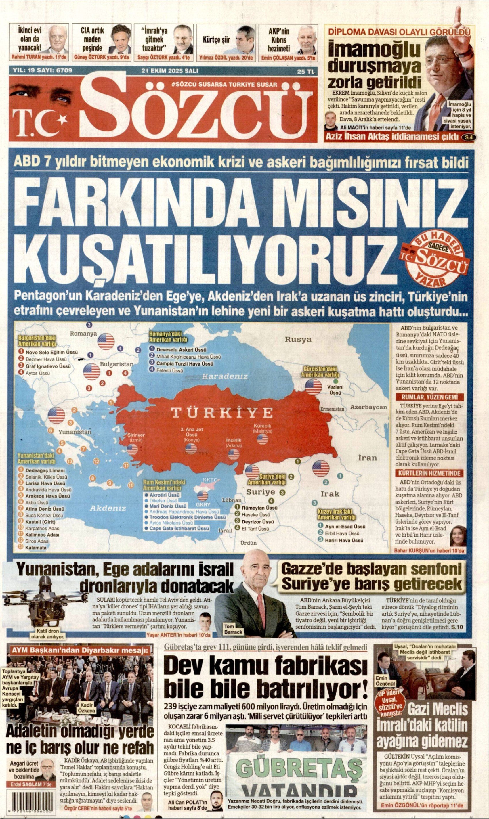 21 Ekim 2025 gazete manşetleri: Gazeteler Aziz İhsan Aktaş iddianamesini nasıl gördü?