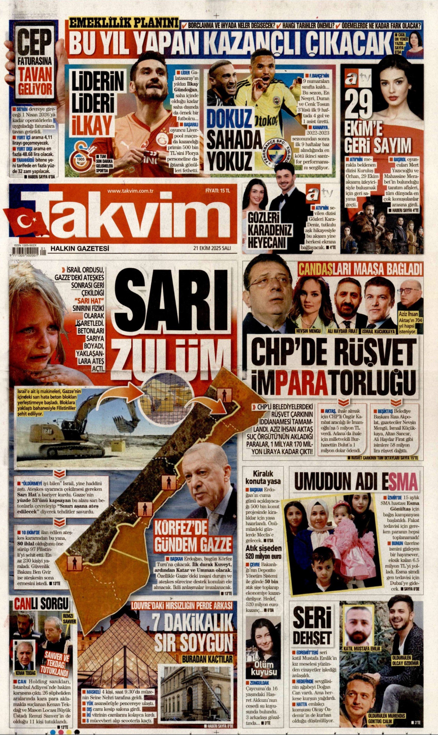 21 Ekim 2025 gazete manşetleri: Gazeteler Aziz İhsan Aktaş iddianamesini nasıl gördü?