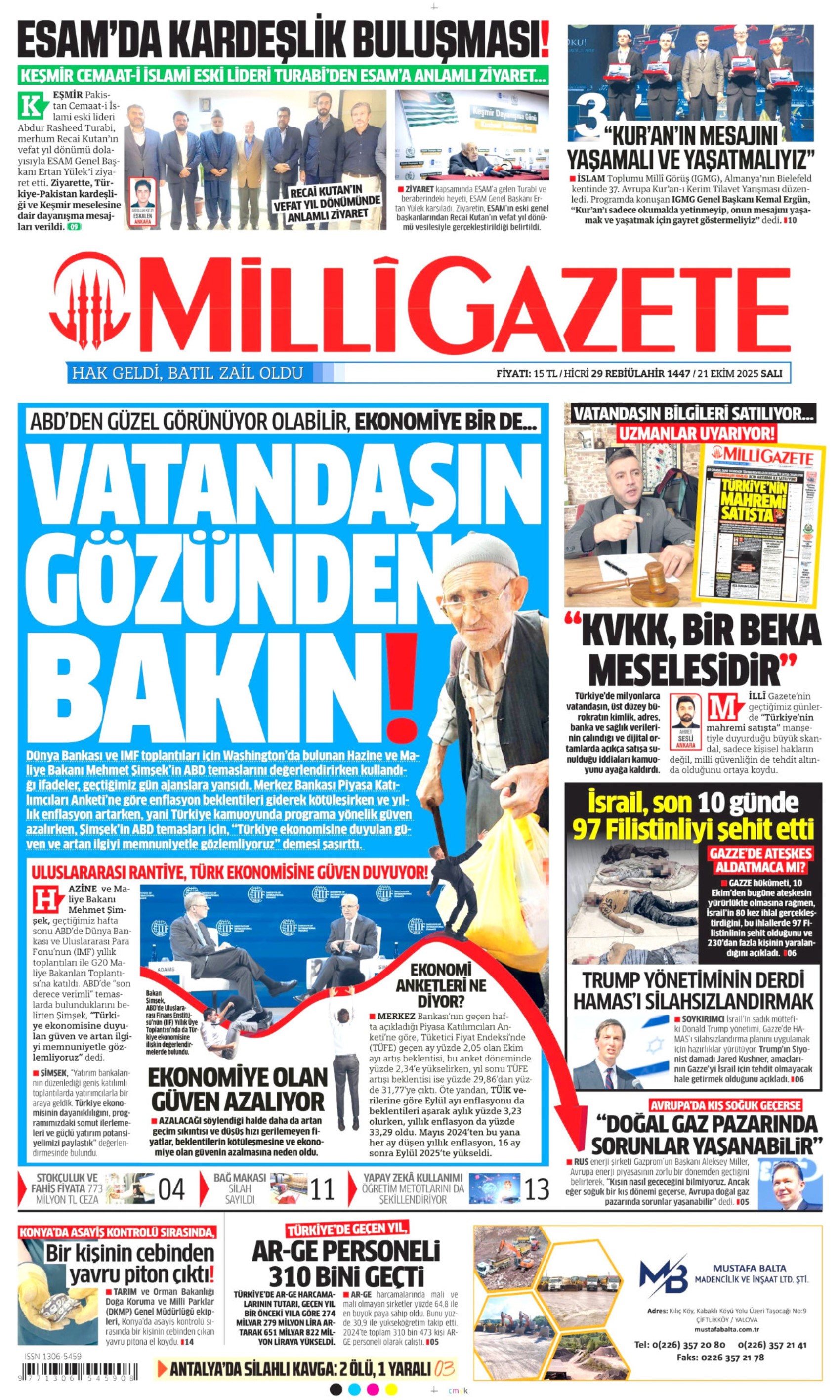 21 Ekim 2025 gazete manşetleri: Gazeteler Aziz İhsan Aktaş iddianamesini nasıl gördü?