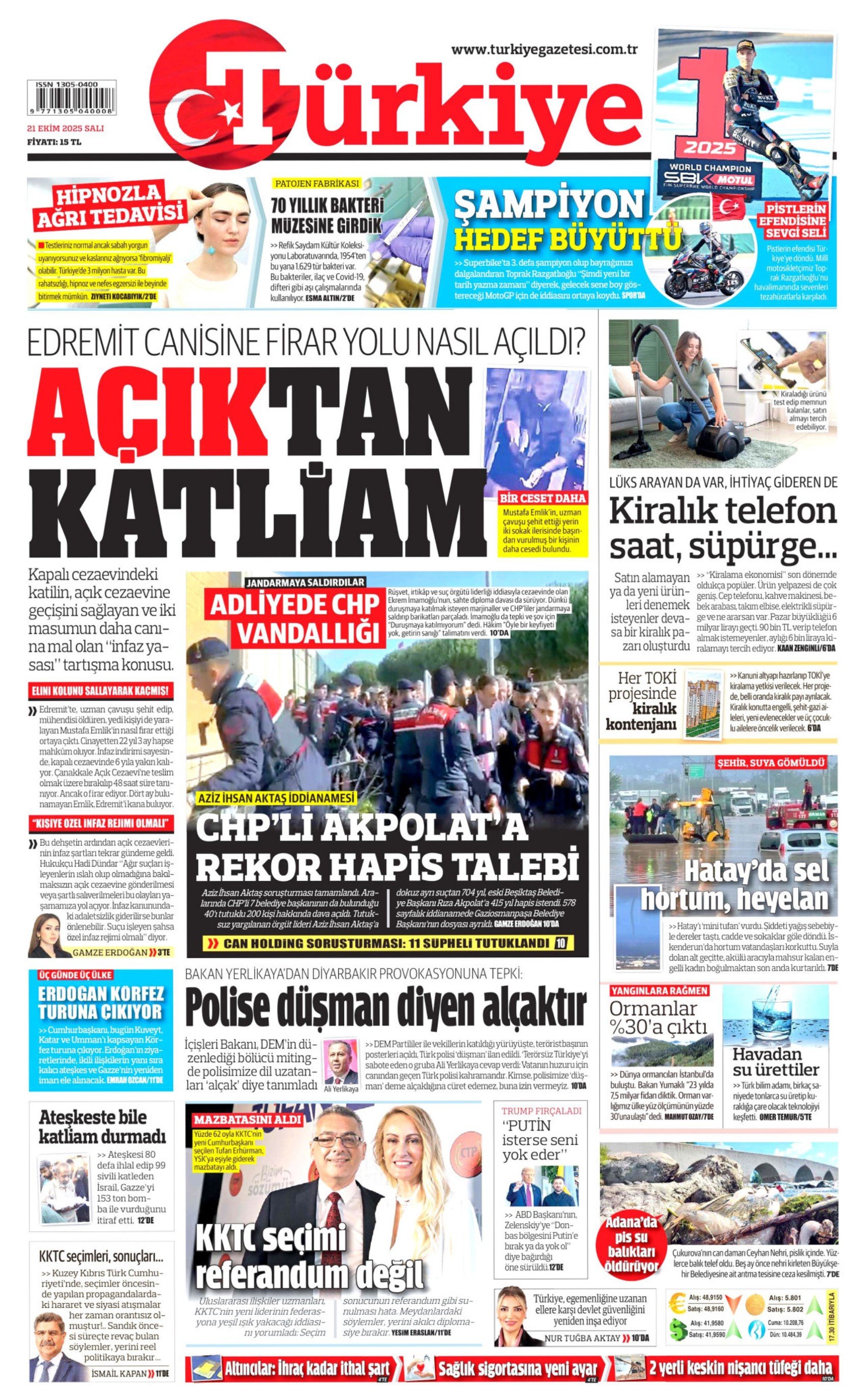 21 Ekim 2025 gazete manşetleri: Gazeteler Aziz İhsan Aktaş iddianamesini nasıl gördü?