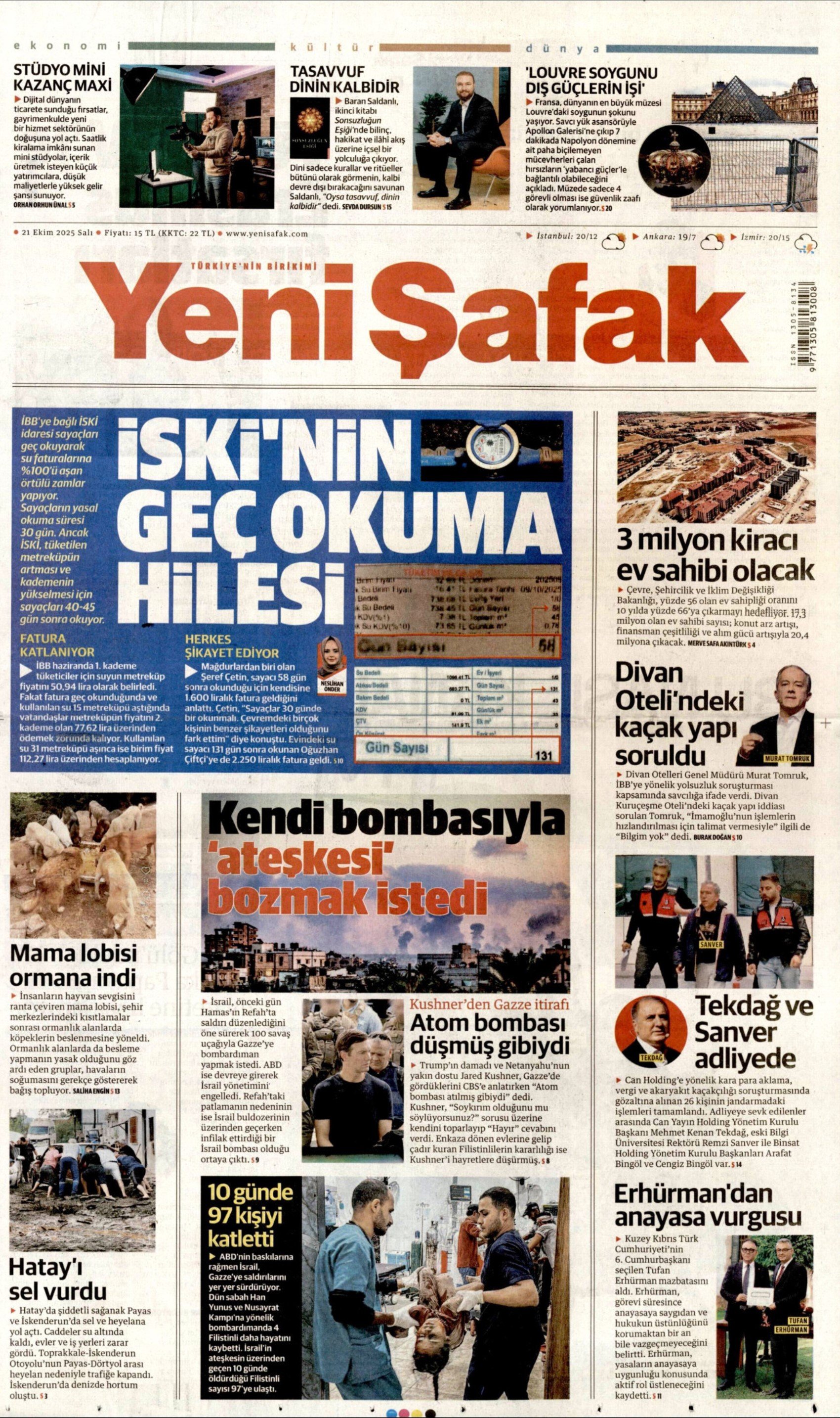 21 Ekim 2025 gazete manşetleri: Gazeteler Aziz İhsan Aktaş iddianamesini nasıl gördü?