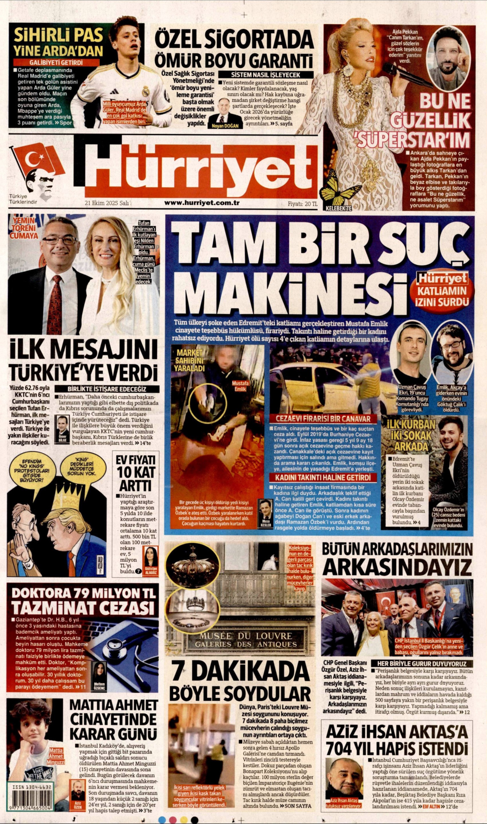21 Ekim 2025 gazete manşetleri: Gazeteler Aziz İhsan Aktaş iddianamesini nasıl gördü?