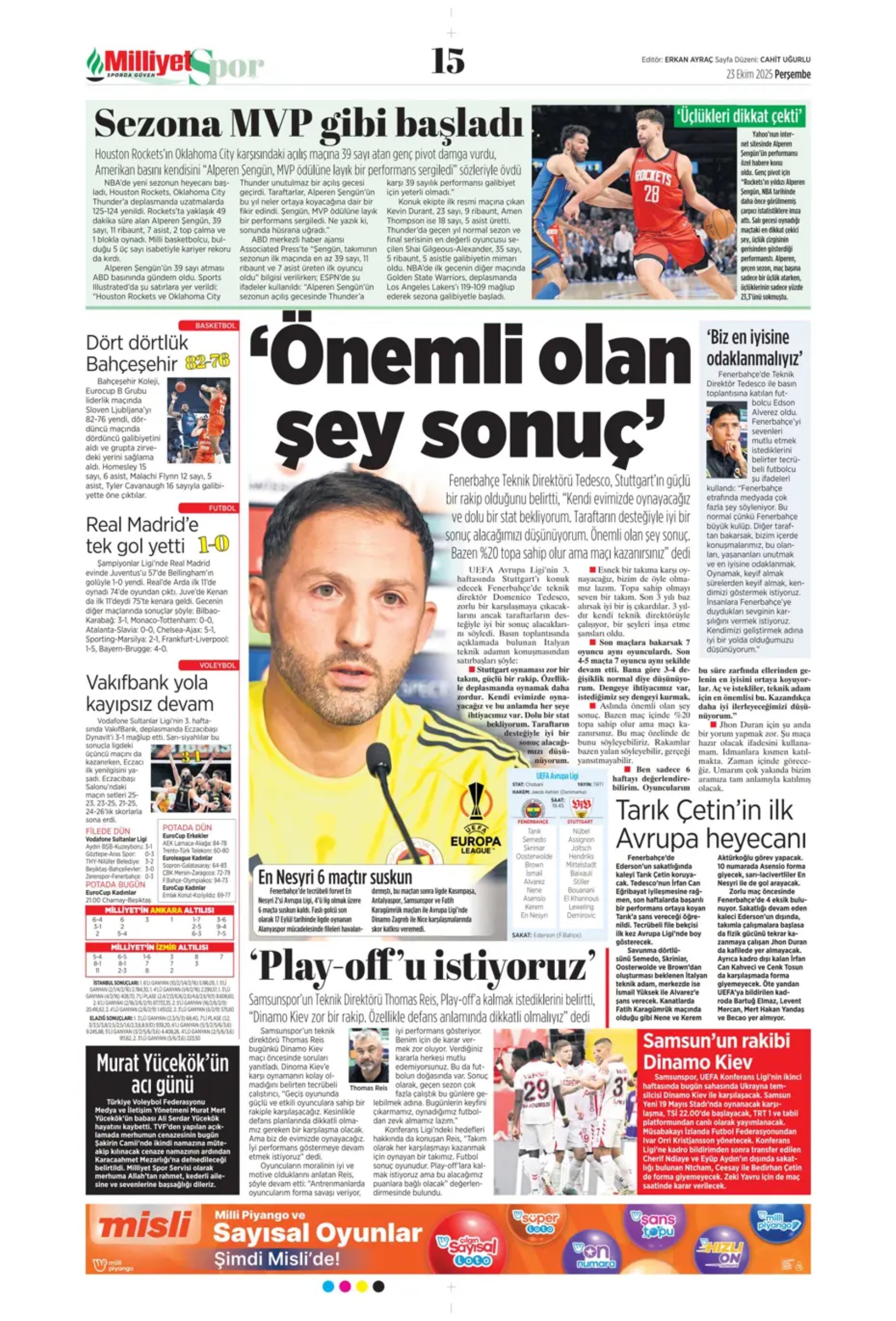Sporda günün manşetleri... Şampiyonları Ligi'nde Galatasaray'ın gecesi