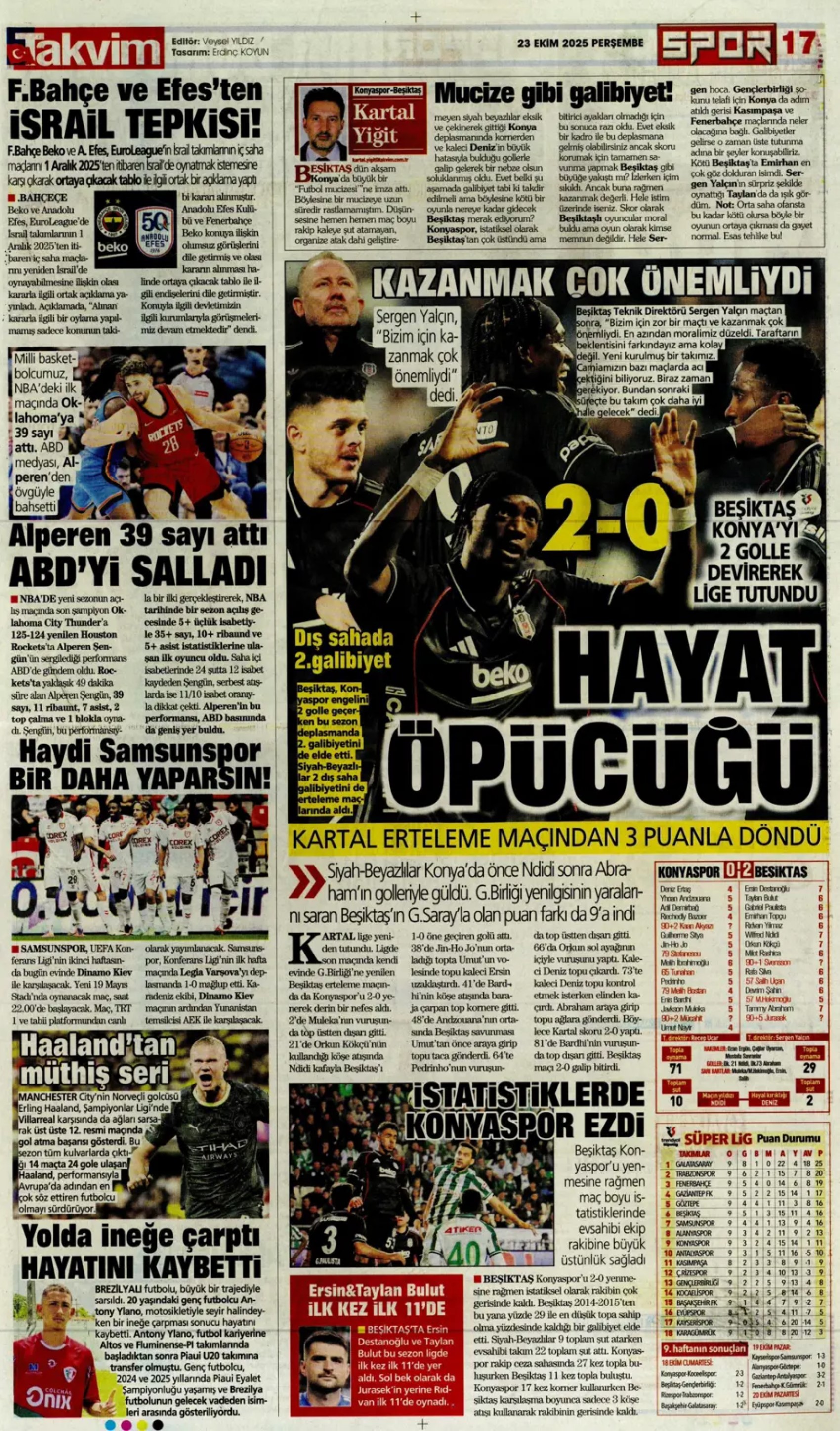Sporda günün manşetleri... Şampiyonları Ligi'nde Galatasaray'ın gecesi