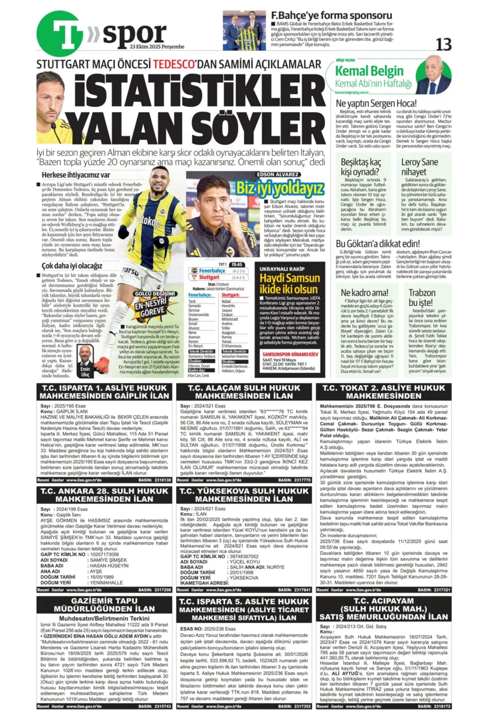 Sporda günün manşetleri... Şampiyonları Ligi'nde Galatasaray'ın gecesi