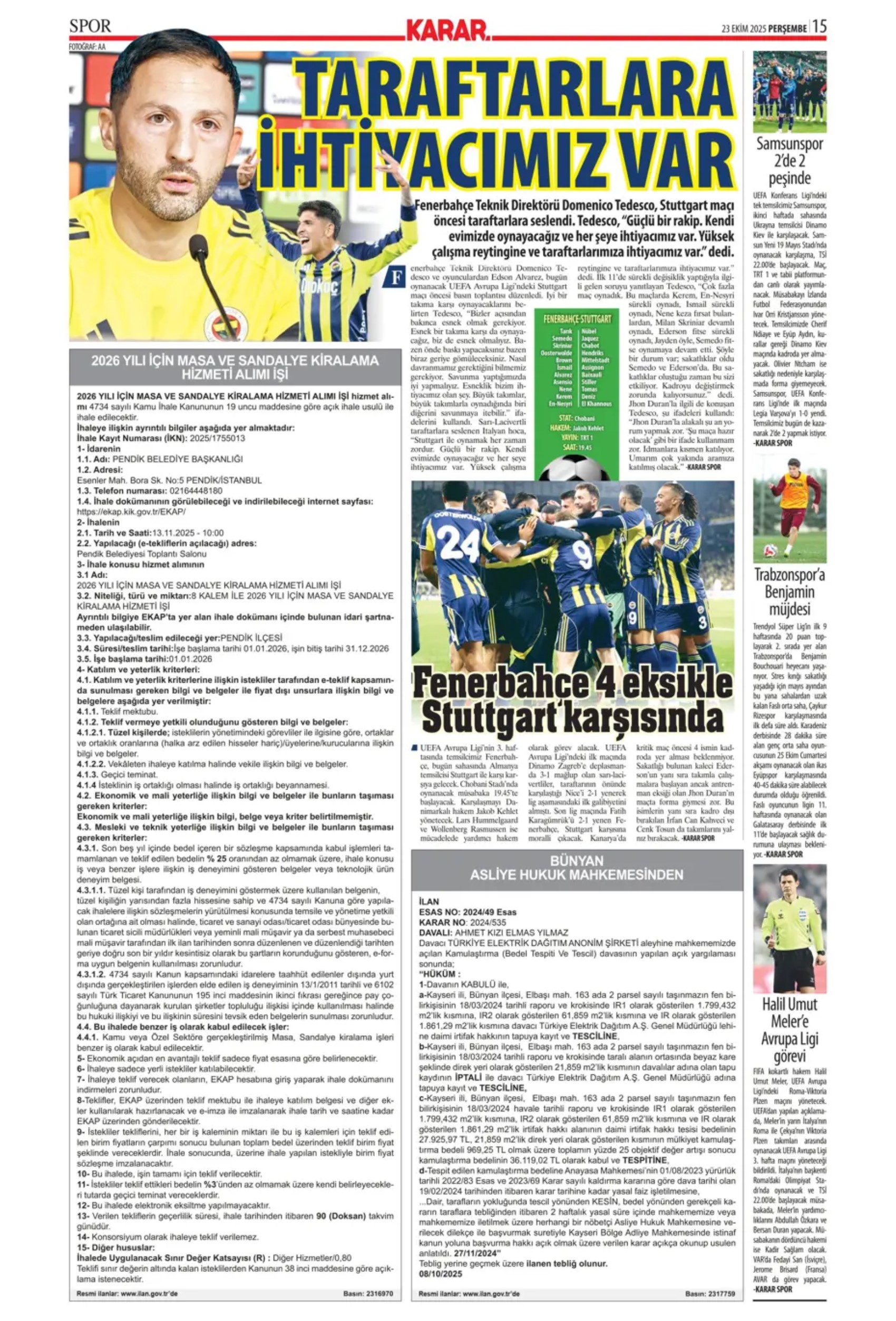 Sporda günün manşetleri... Şampiyonları Ligi'nde Galatasaray'ın gecesi