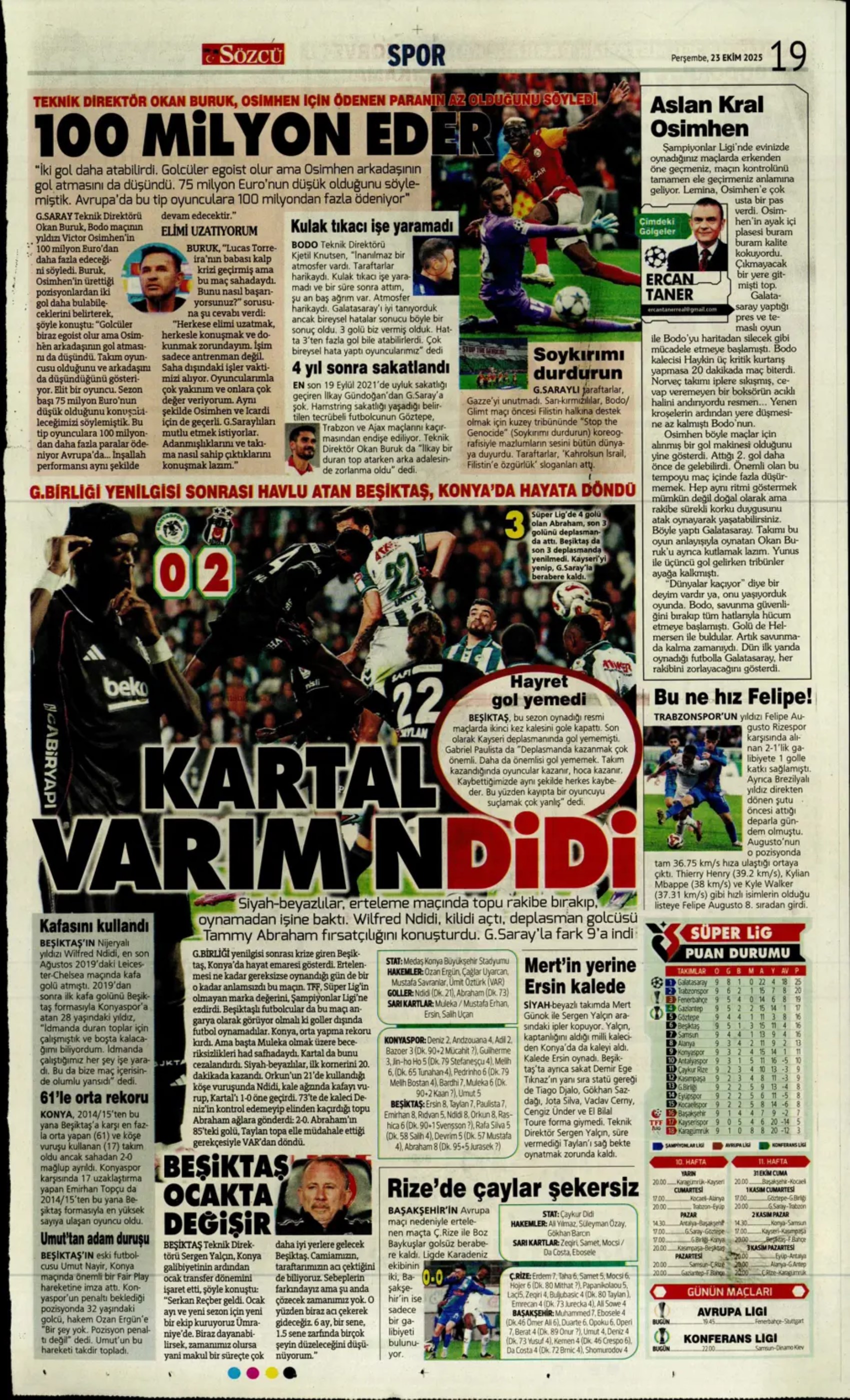 Sporda günün manşetleri... Şampiyonları Ligi'nde Galatasaray'ın gecesi