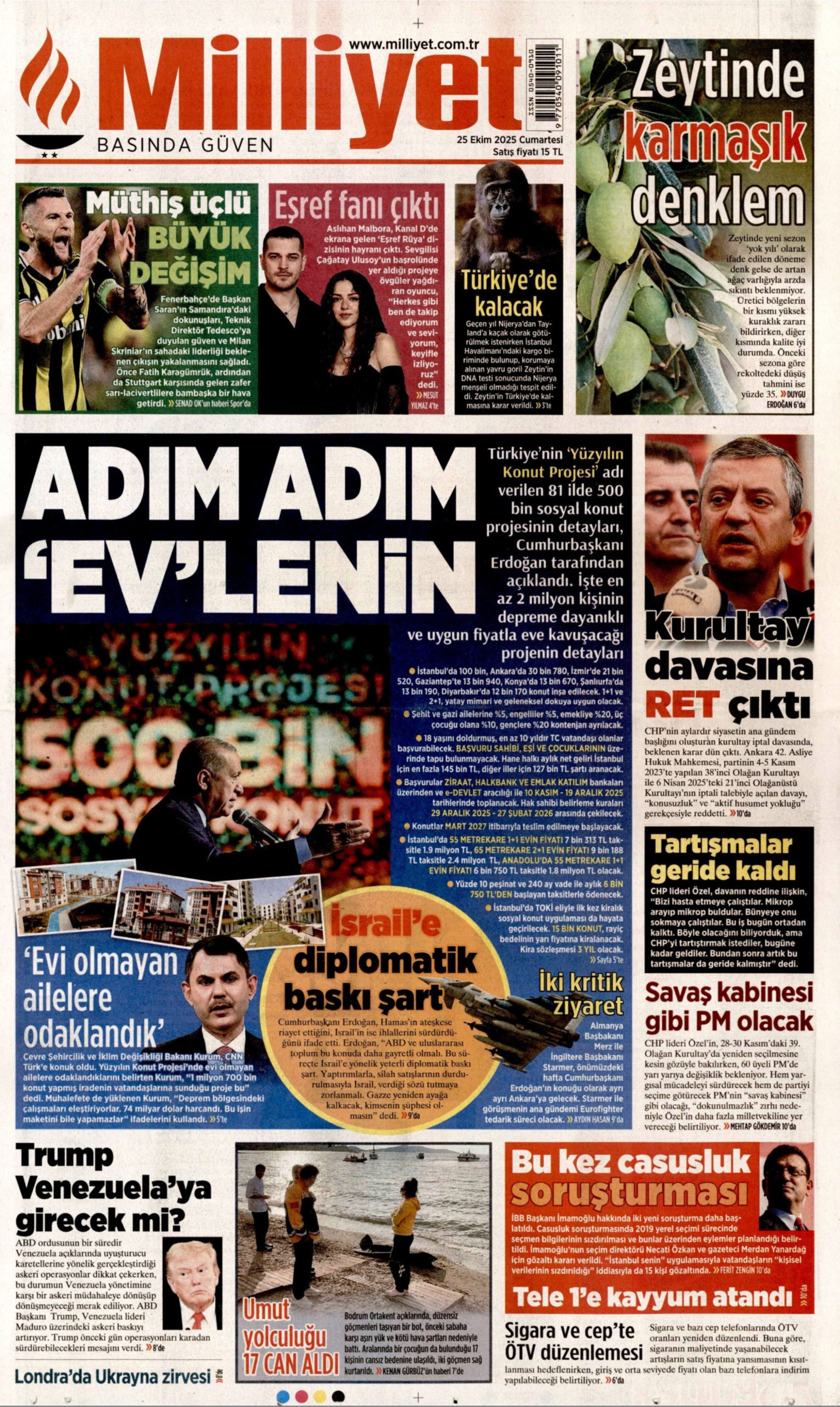 25 Ekim 2025 gazete manşetleri: Gazeteler, CHP'nin kurultay davasını ve İmamoğlu'na casusluk soruşturmasını nasıl gördü?