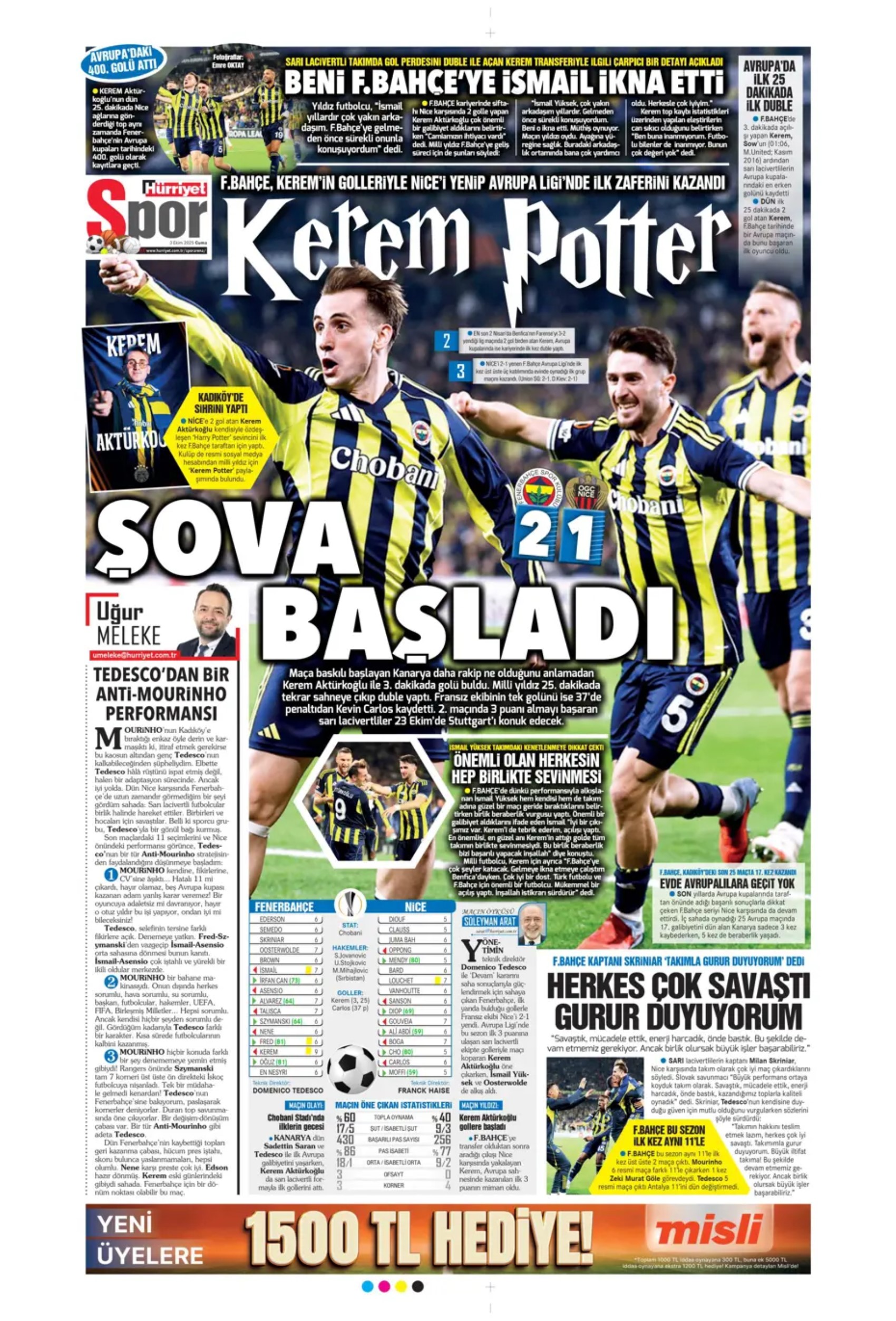 Sporda günün manşetleri: Kadıköy'de Kerem'in gecesi