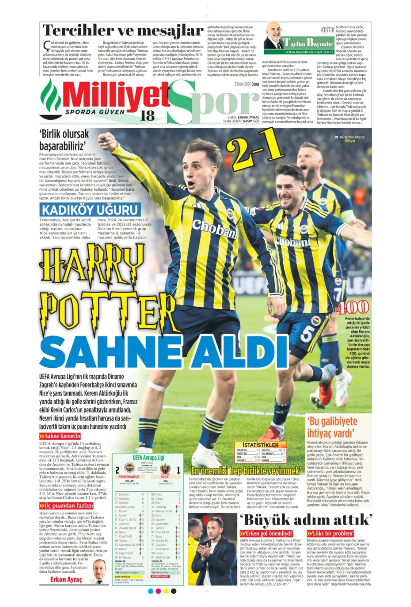Sporda günün manşetleri: Kadıköy'de Kerem'in gecesi