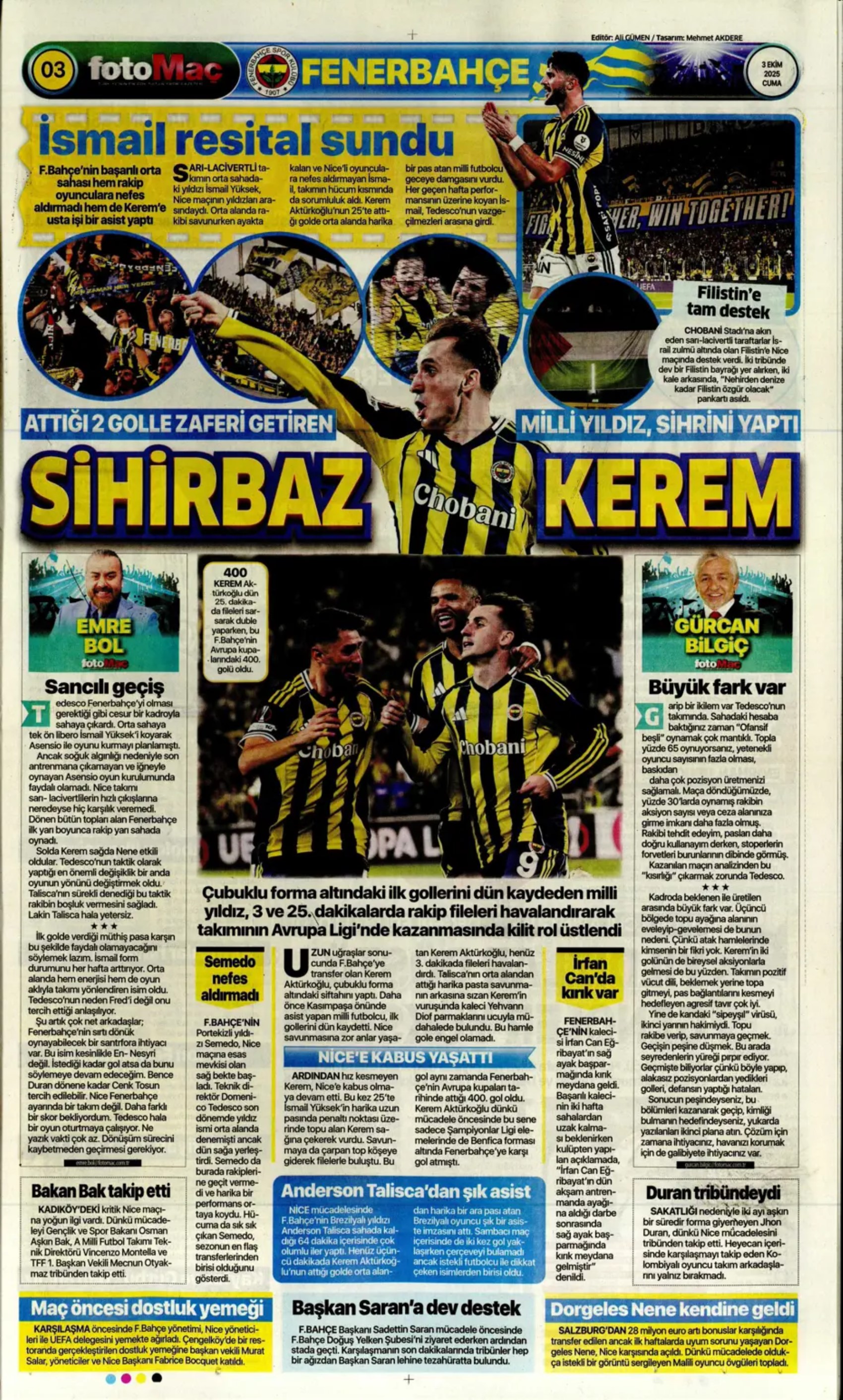 Sporda günün manşetleri: Kadıköy'de Kerem'in gecesi