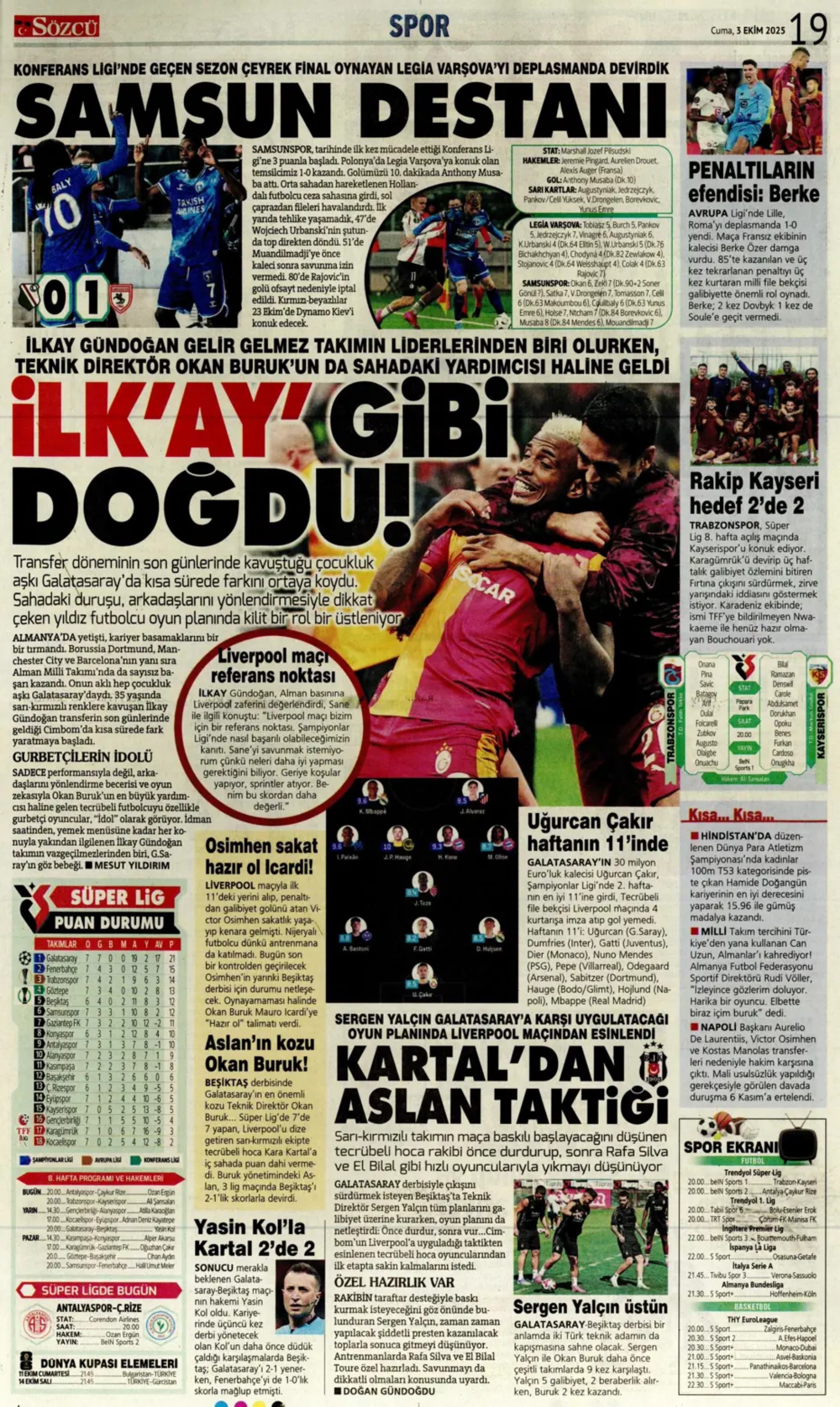 Sporda günün manşetleri: Kadıköy'de Kerem'in gecesi