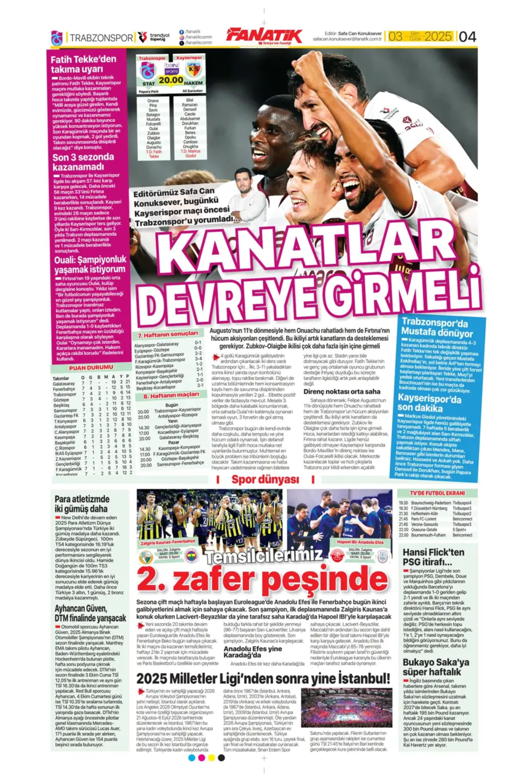 Sporda günün manşetleri: Kadıköy'de Kerem'in gecesi