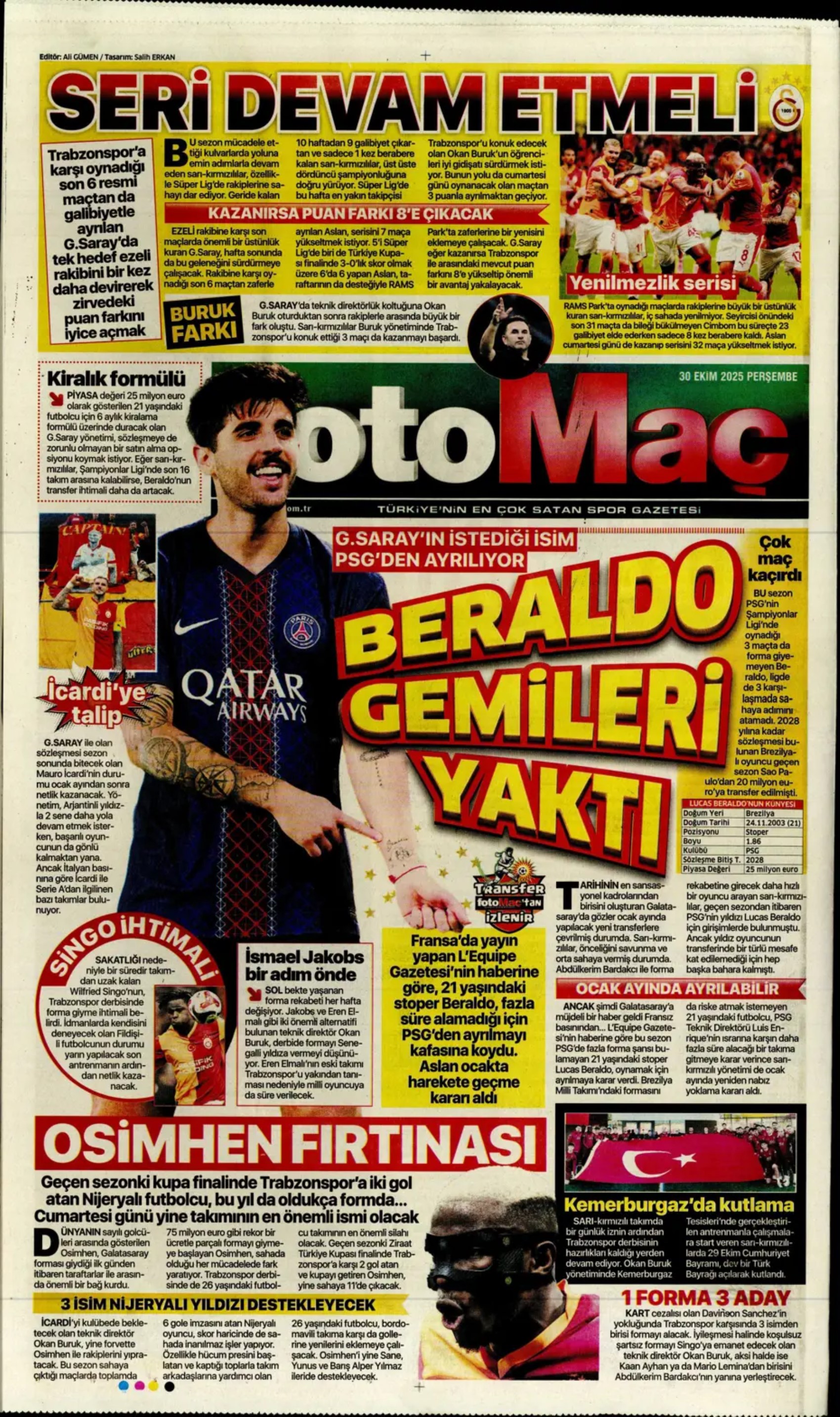 Sporda günün manşetleri... Alexander Sörloth transferini başkan bitiriyor