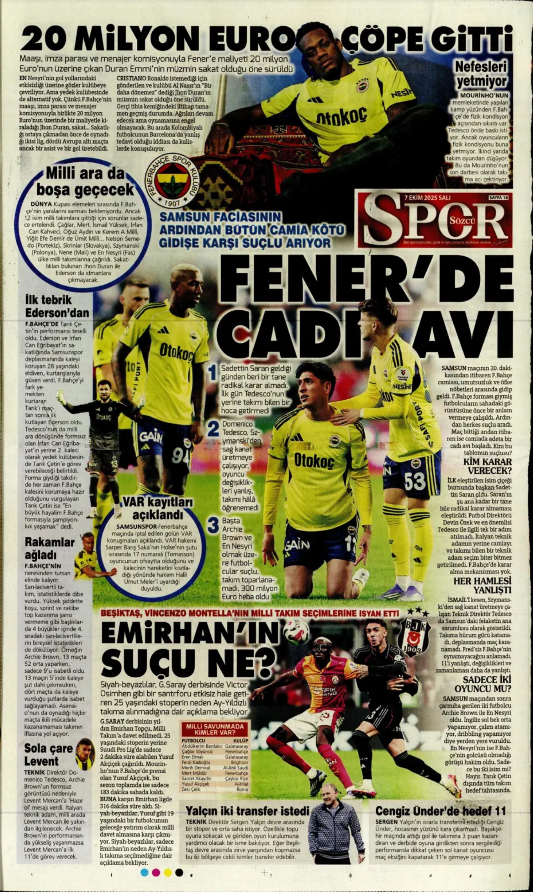 Sporda günün manşetleri: Fenerbahçe, devre arasında Suudi Arabistan'dan bir yıldız daha getiriyor