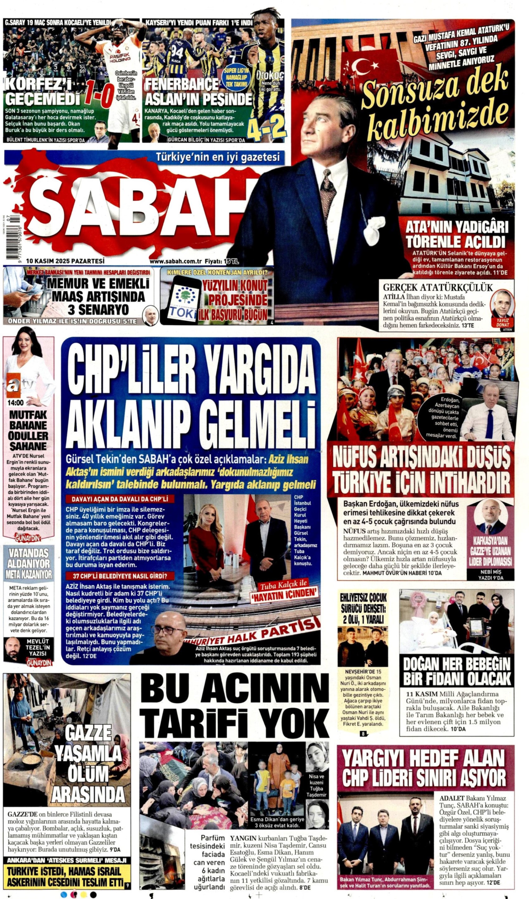 Gazeteler Ulu Önder Mustafa Kemal Atatürk'ü nasıl andı? (10 Kasım 2025 gazete manşetleri)