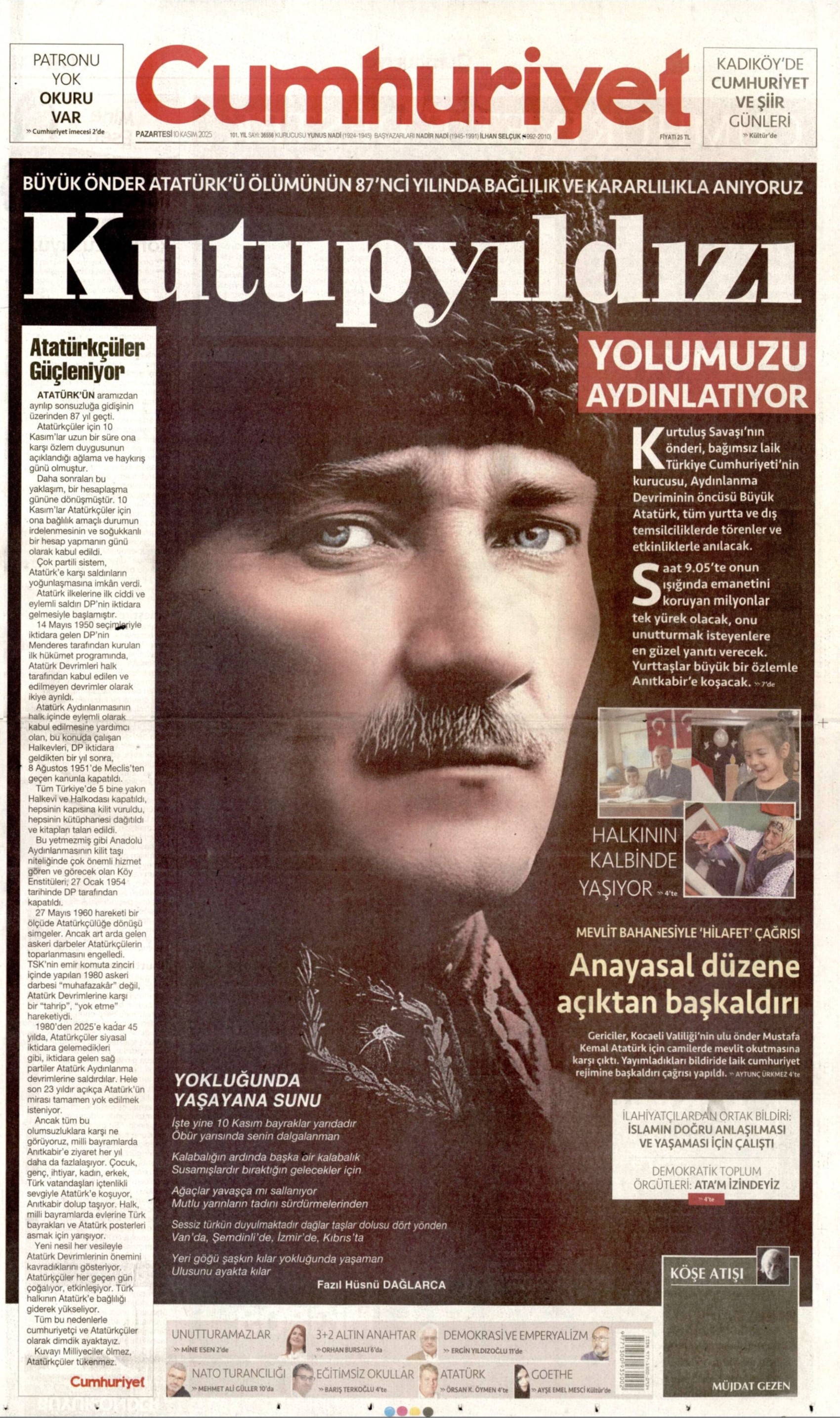 Gazeteler Ulu Önder Mustafa Kemal Atatürk'ü nasıl andı? (10 Kasım 2025 gazete manşetleri)