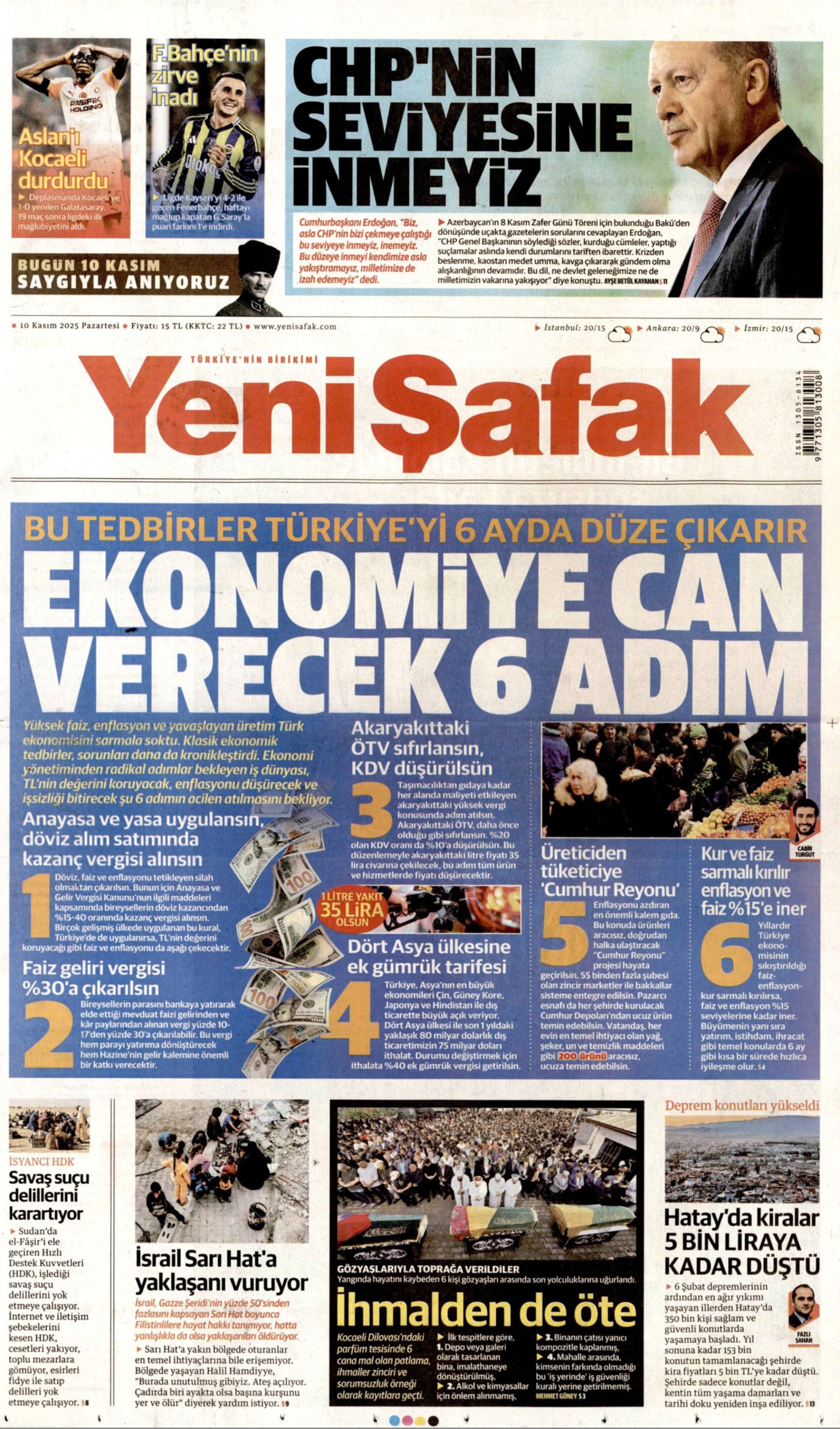 Gazeteler Ulu Önder Mustafa Kemal Atatürk'ü nasıl andı? (10 Kasım 2025 gazete manşetleri)