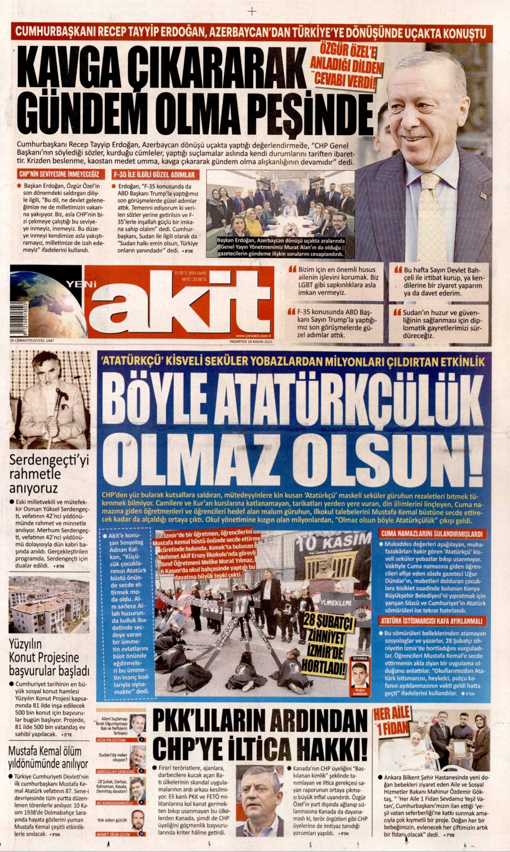 Gazeteler Ulu Önder Mustafa Kemal Atatürk'ü nasıl andı? (10 Kasım 2025 gazete manşetleri)