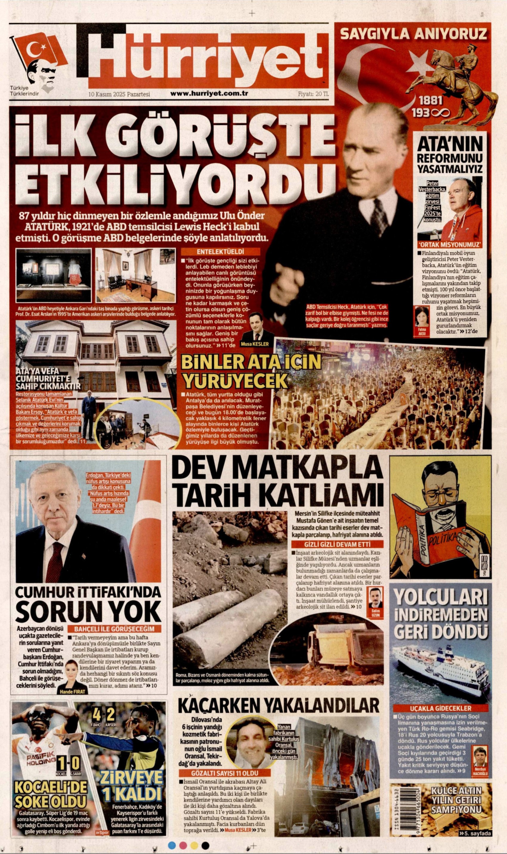 Gazeteler Ulu Önder Mustafa Kemal Atatürk'ü nasıl andı? (10 Kasım 2025 gazete manşetleri)