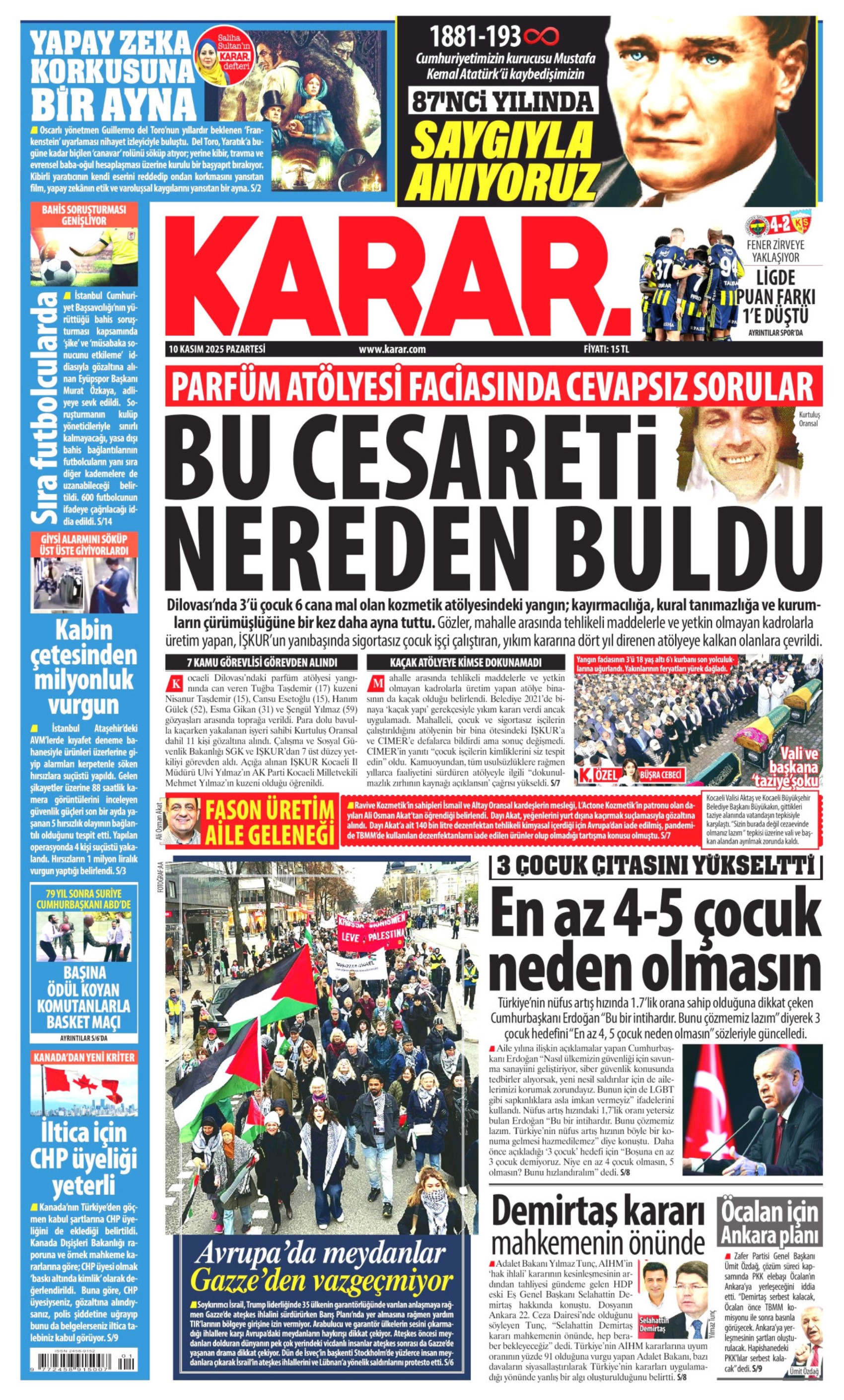 Gazeteler Ulu Önder Mustafa Kemal Atatürk'ü nasıl andı? (10 Kasım 2025 gazete manşetleri)