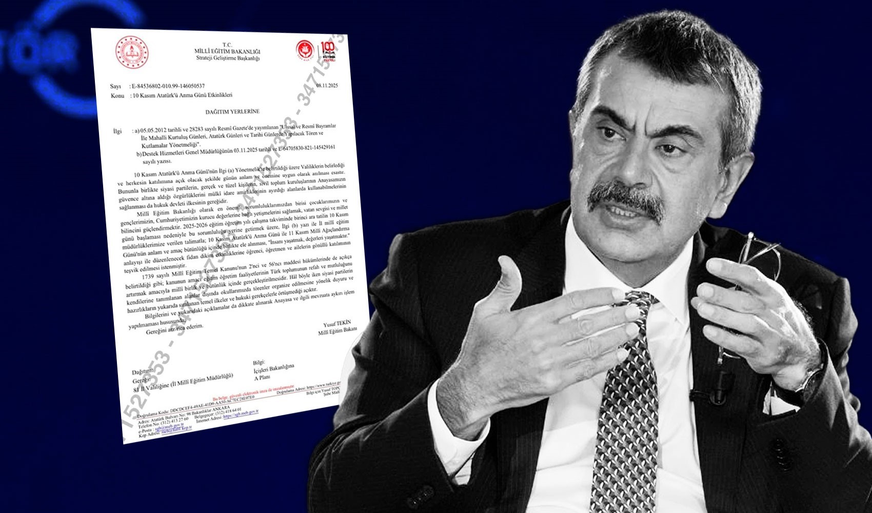 Yusuf Tekin’in 10 Kasım talimatı yazısına DMM’den açıklama