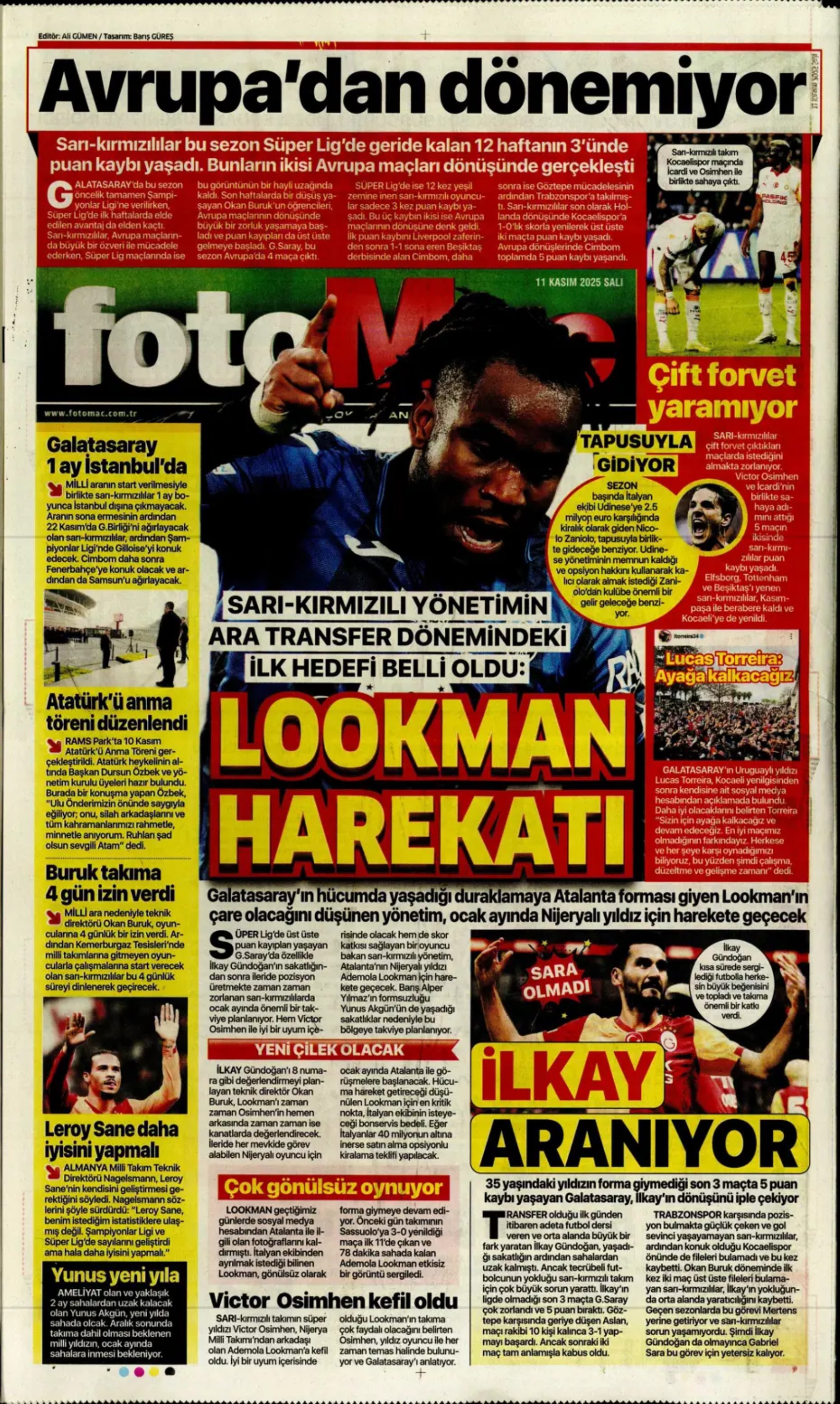 Sporda günün manşetleri... Futbola ikinci bomba düştü! Galatasaray'da Lookman harekatı