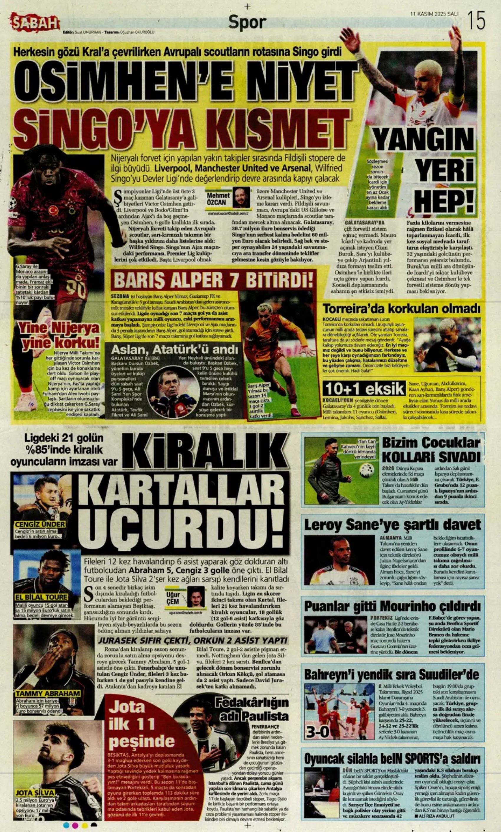 Sporda günün manşetleri... Futbola ikinci bomba düştü! Galatasaray'da Lookman harekatı