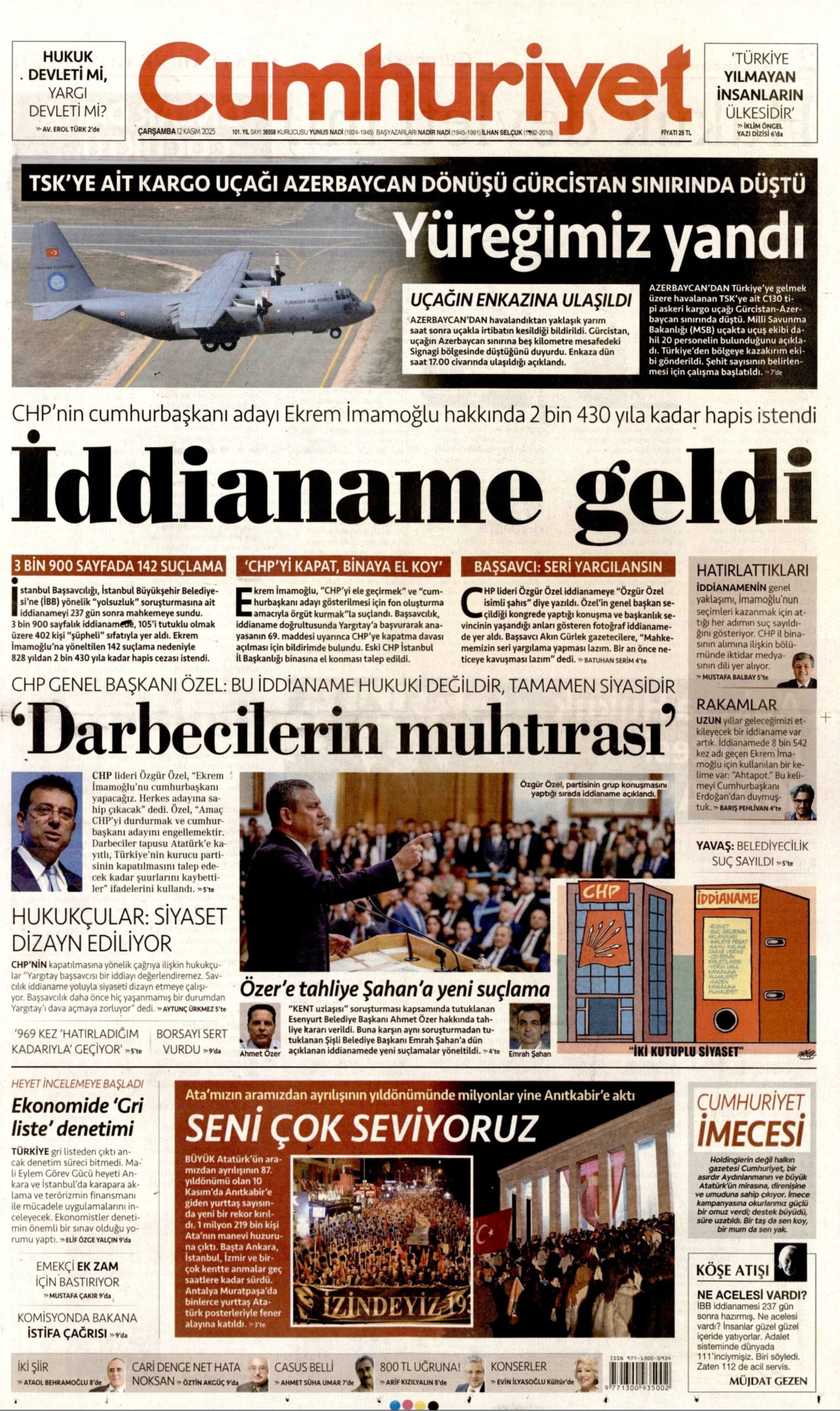 12 Kasım 2025 gazete manşetleri: Gazeteler İBB iddianamesini nasıl gördü?