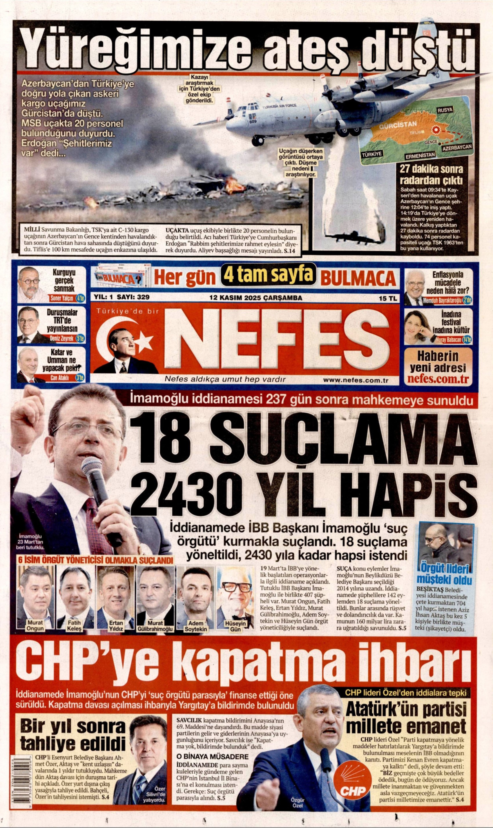 12 Kasım 2025 gazete manşetleri: Gazeteler İBB iddianamesini nasıl gördü?