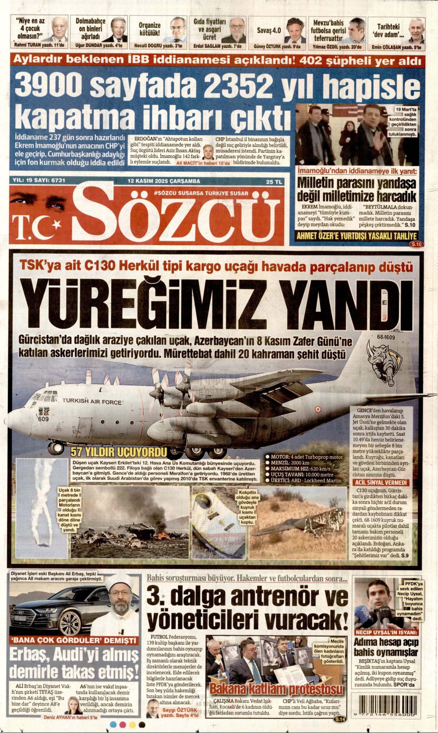 12 Kasım 2025 gazete manşetleri: Gazeteler İBB iddianamesini nasıl gördü?