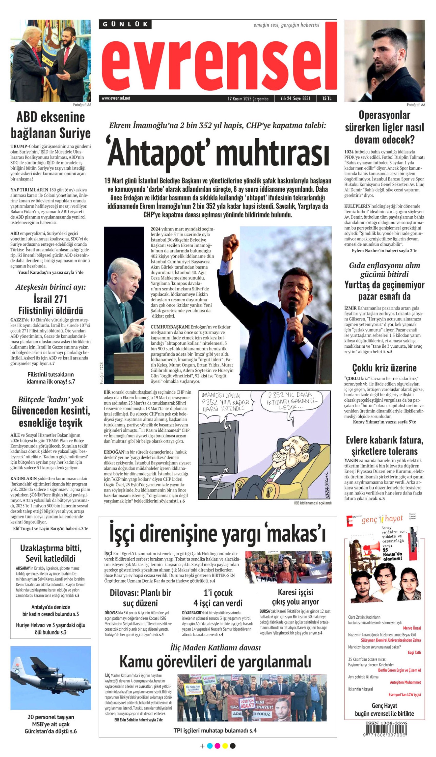 12 Kasım 2025 gazete manşetleri: Gazeteler İBB iddianamesini nasıl gördü?