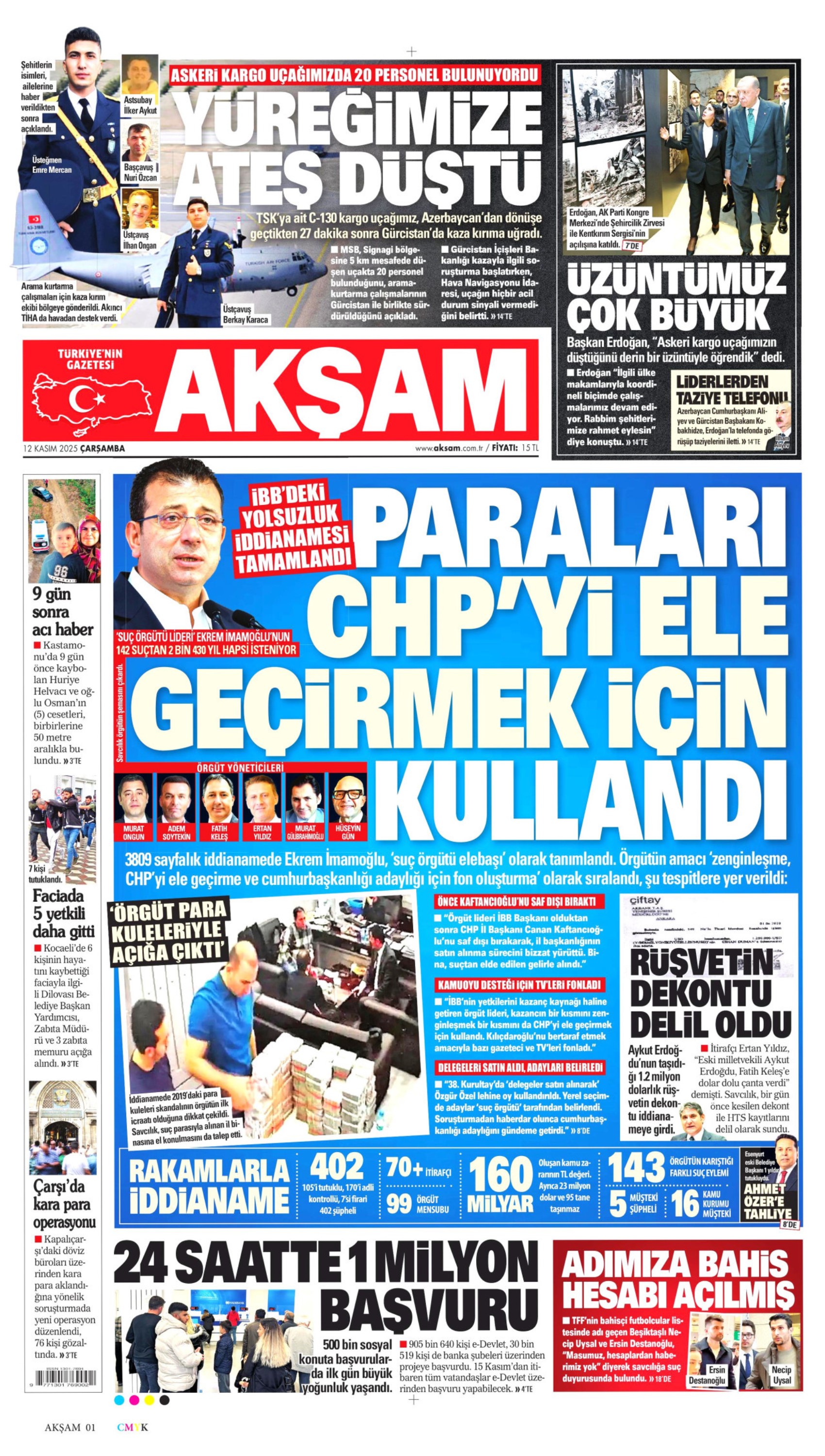 12 Kasım 2025 gazete manşetleri: Gazeteler İBB iddianamesini nasıl gördü?