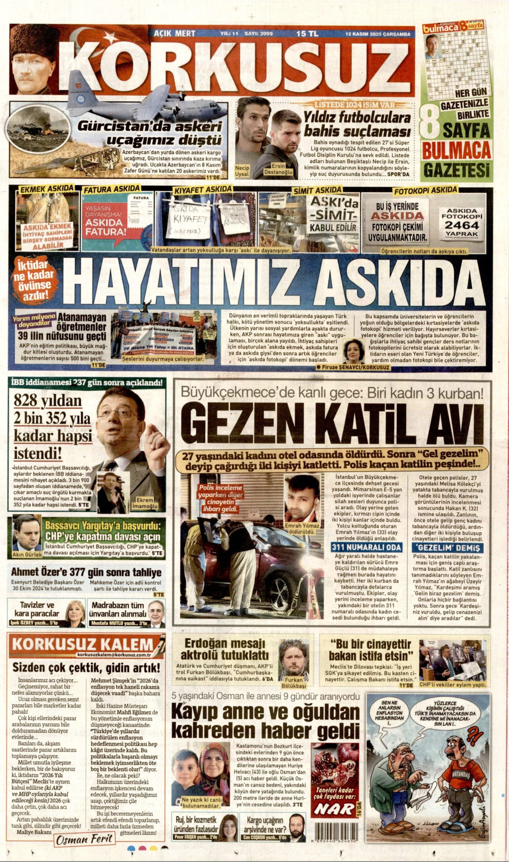 12 Kasım 2025 gazete manşetleri: Gazeteler İBB iddianamesini nasıl gördü?